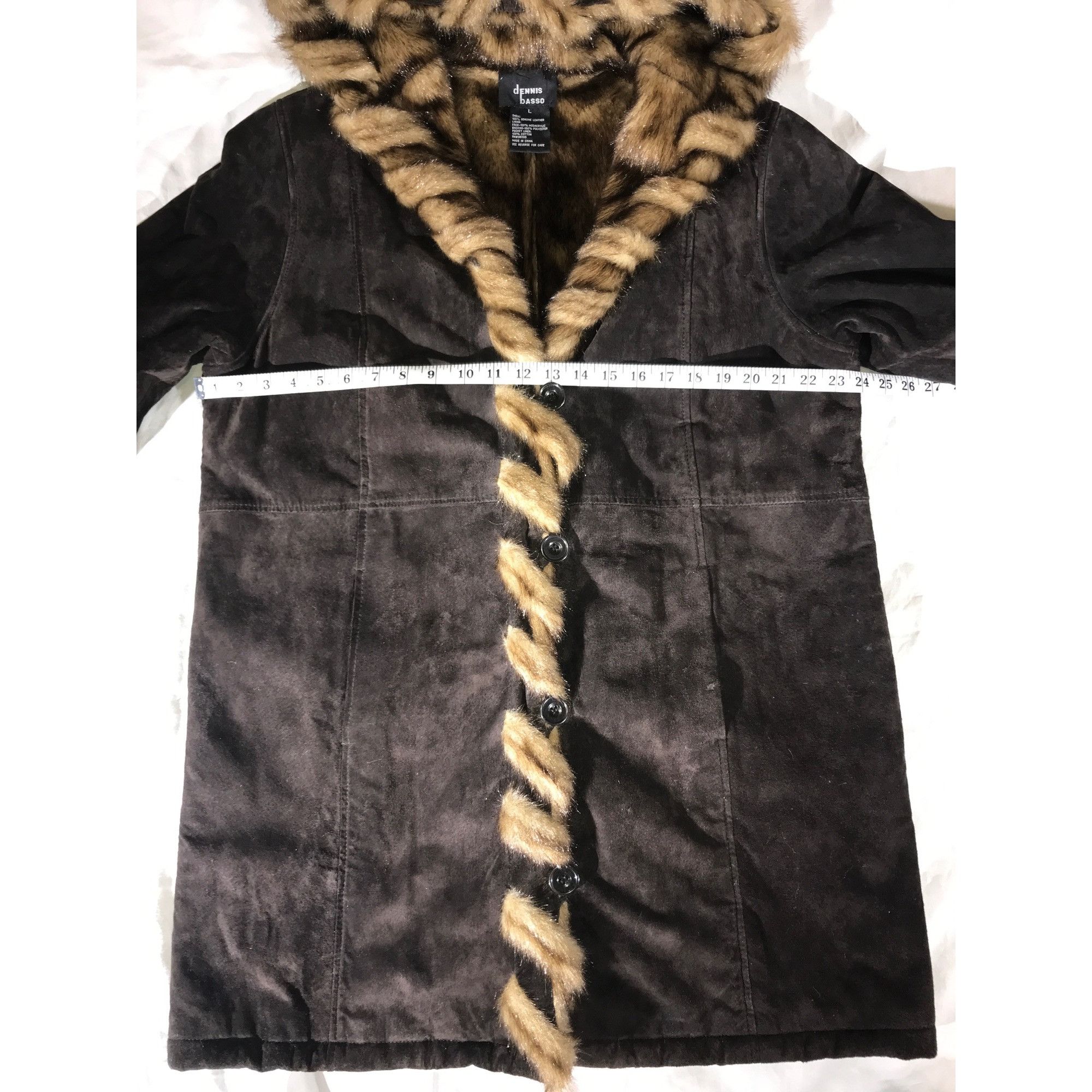 Designer Vintage Dennis Basso Brown Suede With Faux Fur Lining Parka Size L / US 10 / IT 46 - 7 Thumbnail