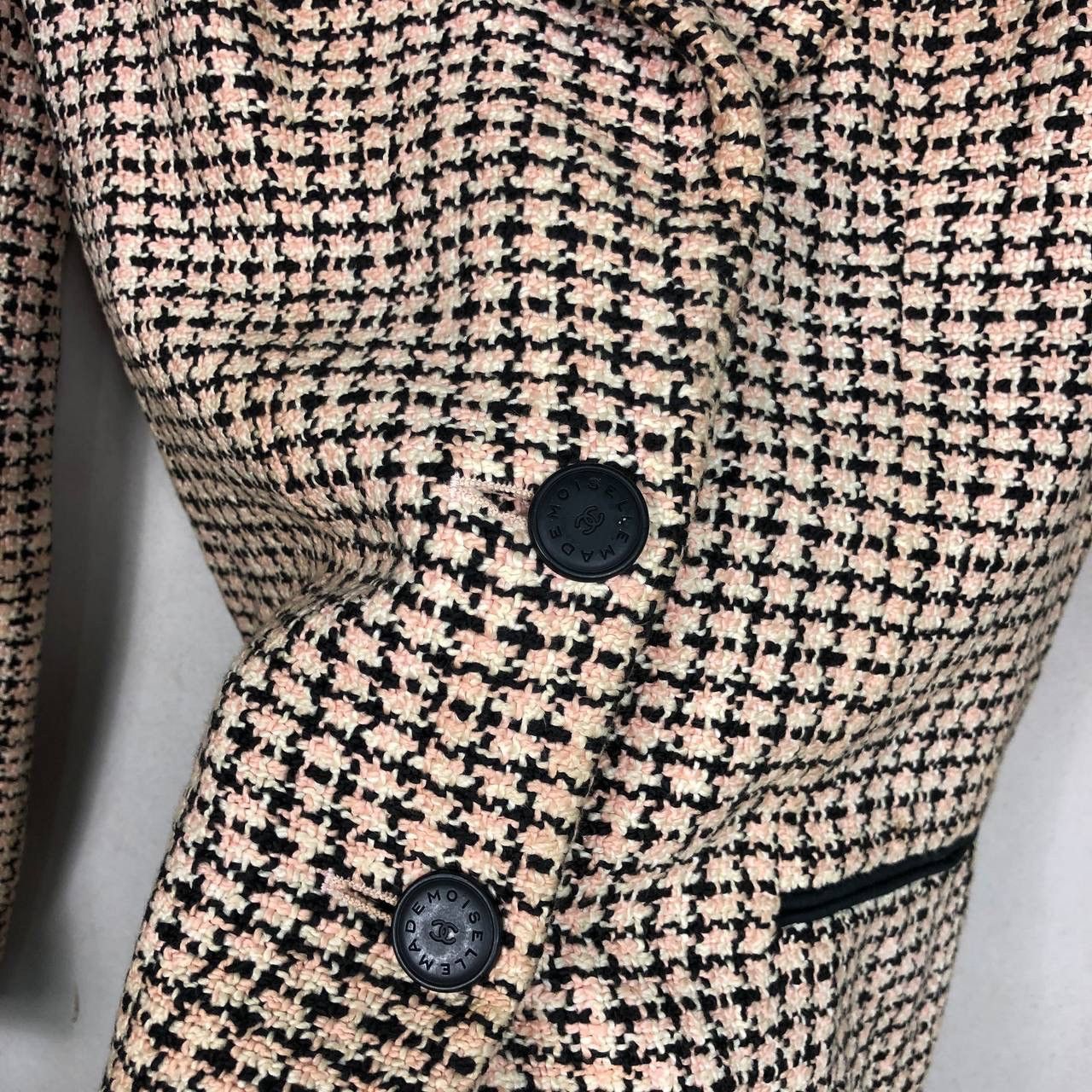 Chanel CHANEL Vintage 90s Pink Black Tweed Blazer FR36 Luxury Size XS / US 0-2 / IT 36-38 - 15 Thumbnail