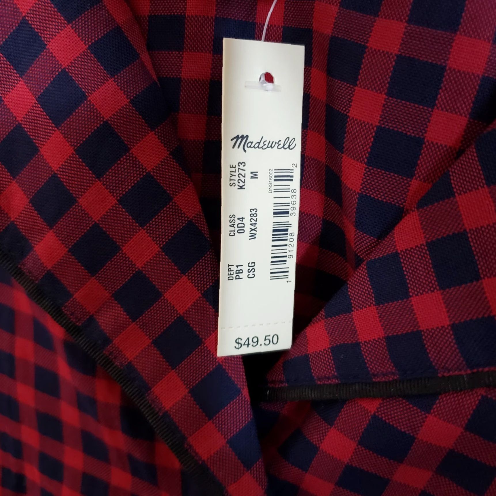 Madewell Madewell Womens Pajama Top In Gingham Check Long Sleeve Sz M Red Size M / US 6-8 / IT 42-44 - 6 Thumbnail