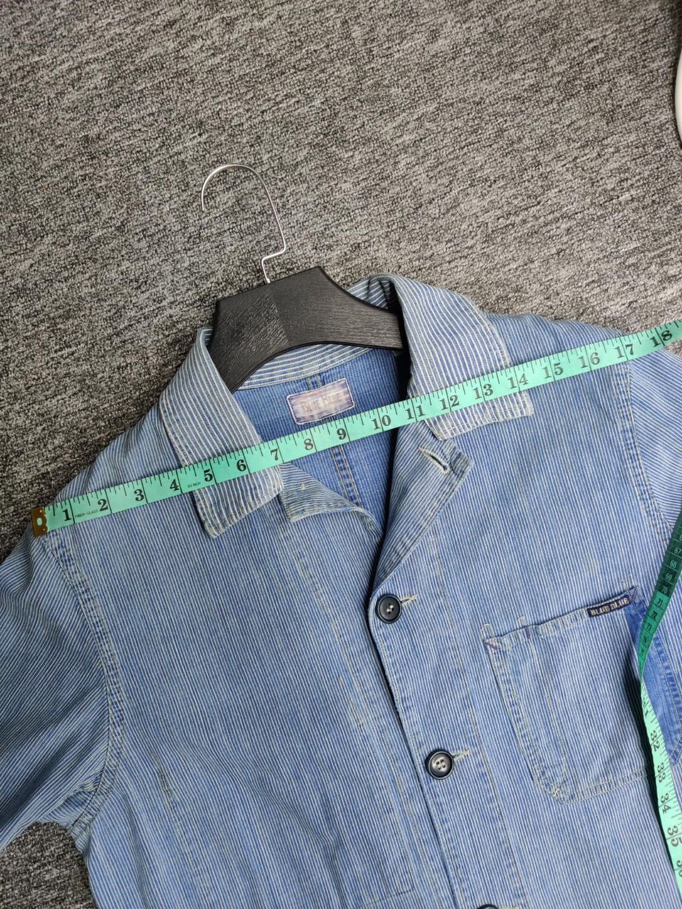Blue Blue Japan Vintage 90s Blue Blue Japan Indigo Stripe Chore Jacket Size US L / EU 52-54 / 3 - 16 Thumbnail