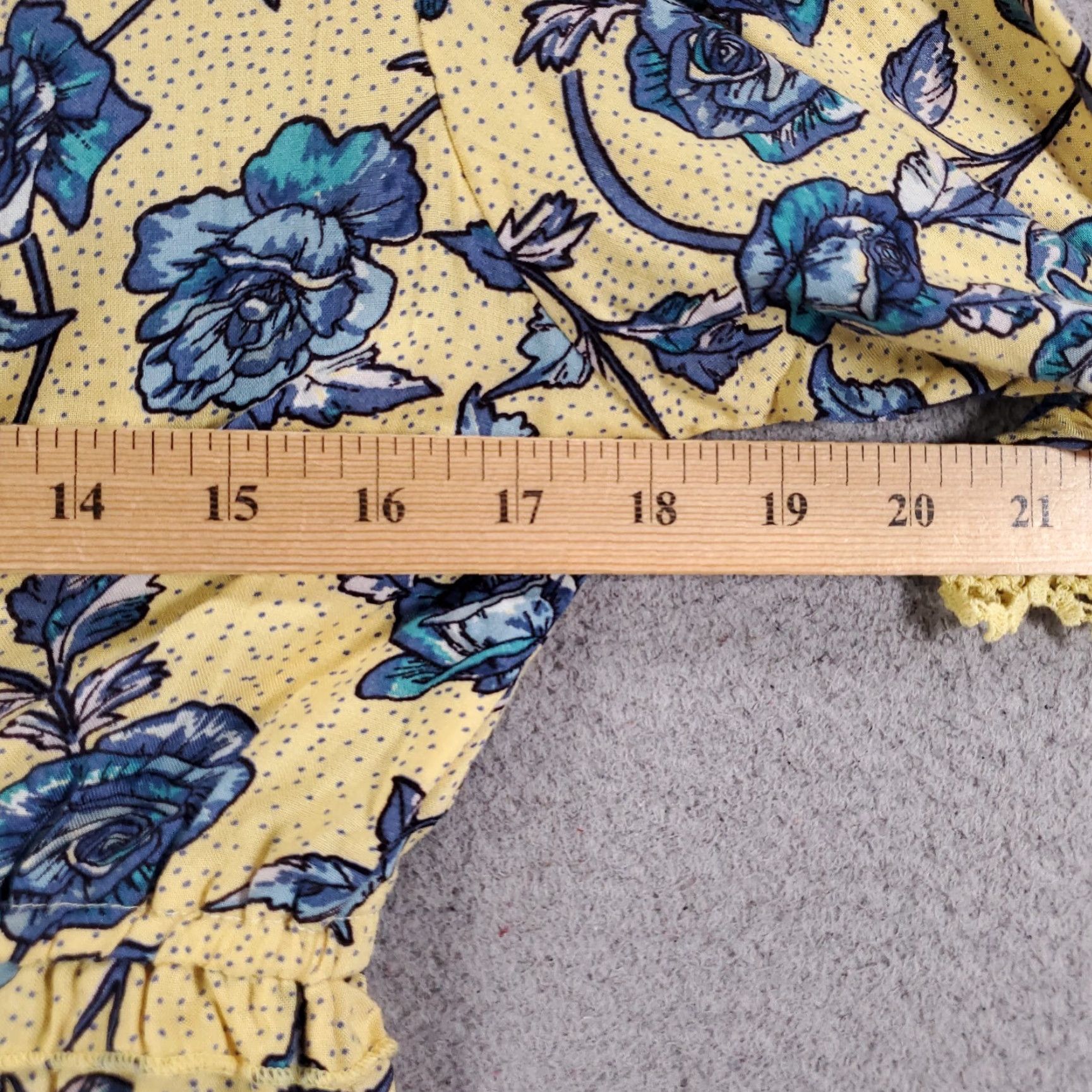 Vintage ANGIE Floral Dress Mini V-Neck Short Sleeve Women Medium Yellow Blue NWT Size M / US 6-8 / IT 42-44 - 4 Thumbnail