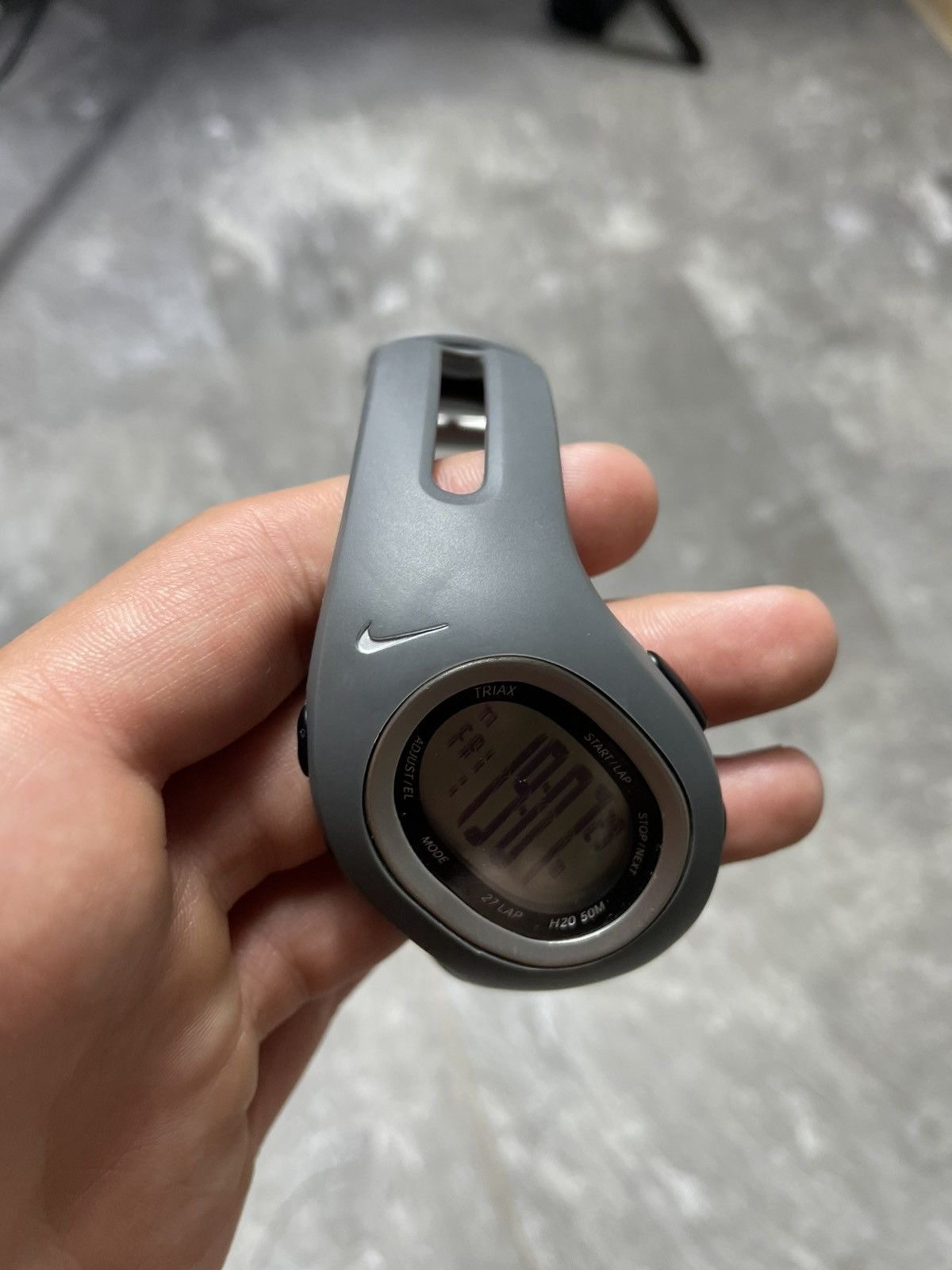 Nike Triax Watch S27 Vintage Gray Digital Rubber Sports Y2K