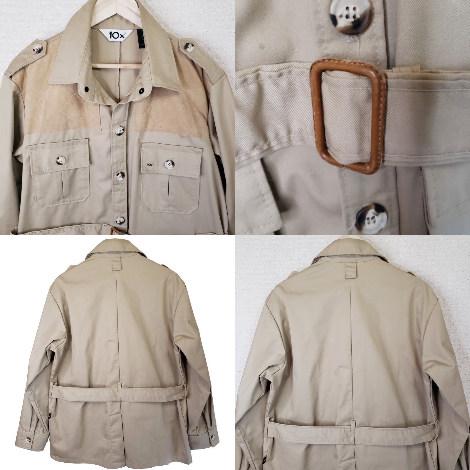J Brand VINTAGE 10X Brown Safari Jacket Outdoor Four Pocket Shooting Jacket Leather Shoulders Mens L Regular Brown Cotton Size US L / EU 52-54 / 3 - 8 Thumbnail
