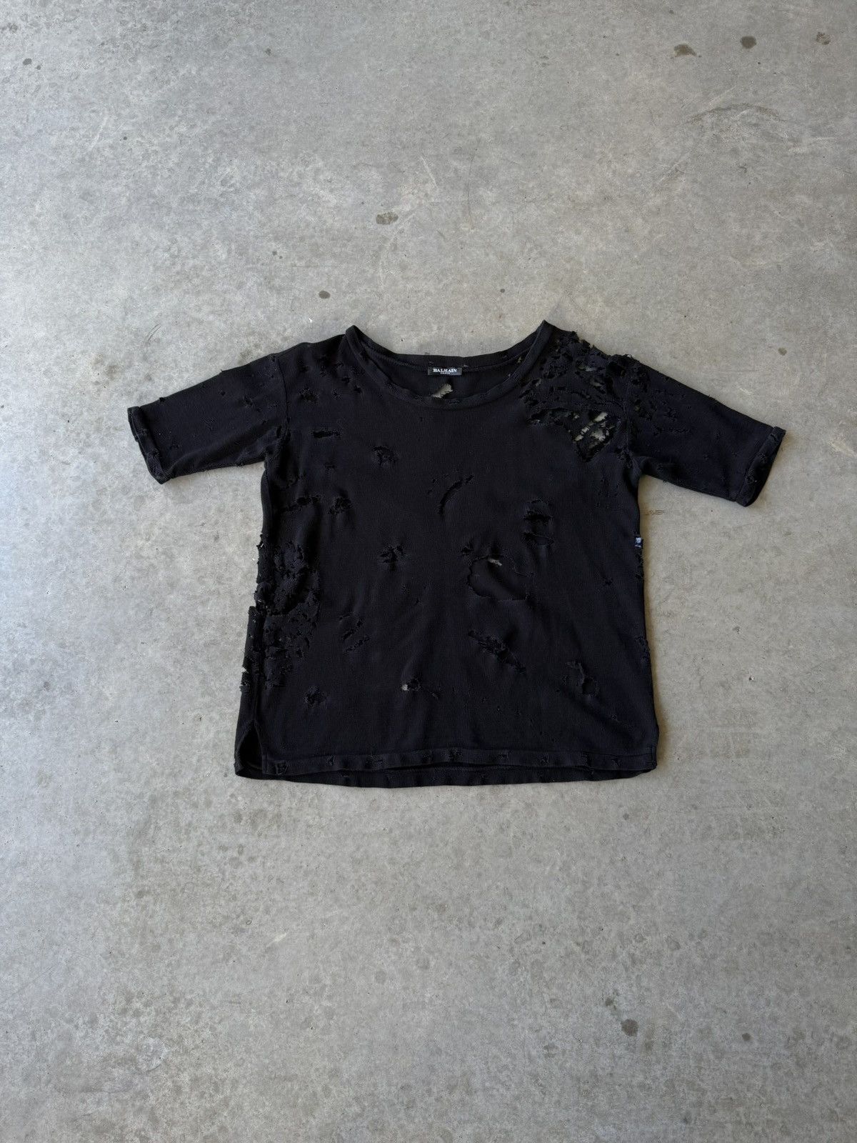Balmain Balmain By Decarnin SS10 Shotgun Heavily Distressed T