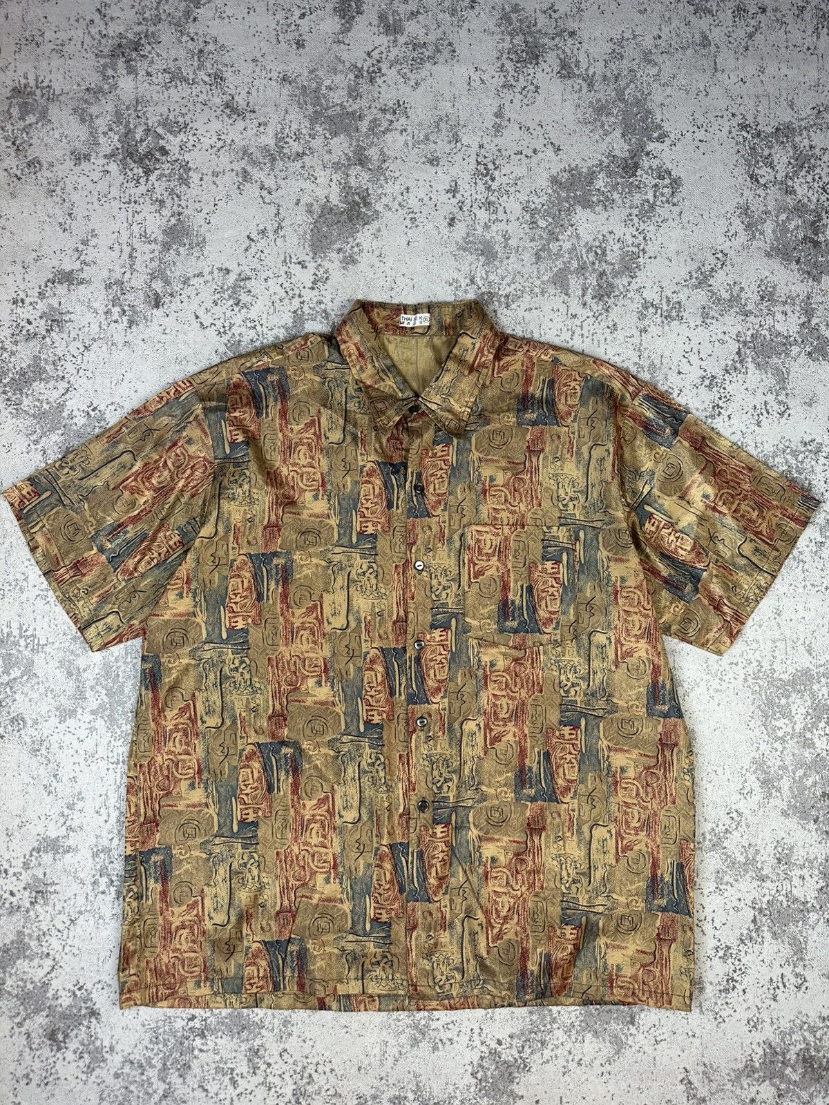 Vintage Vintage Shirt Thai Silk Tribal Pattern Rare Button-Up Size US XL / EU 56 / 4 - 1 Thumbnail