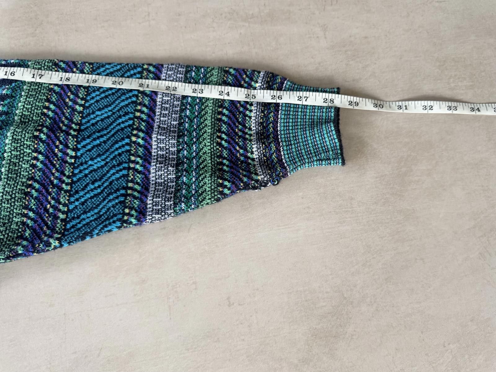 Frankie Morello Monello M 90s Teal Blue Pattern Biggie Sweater Size US M / EU 48-50 / 2 - 5 Thumbnail