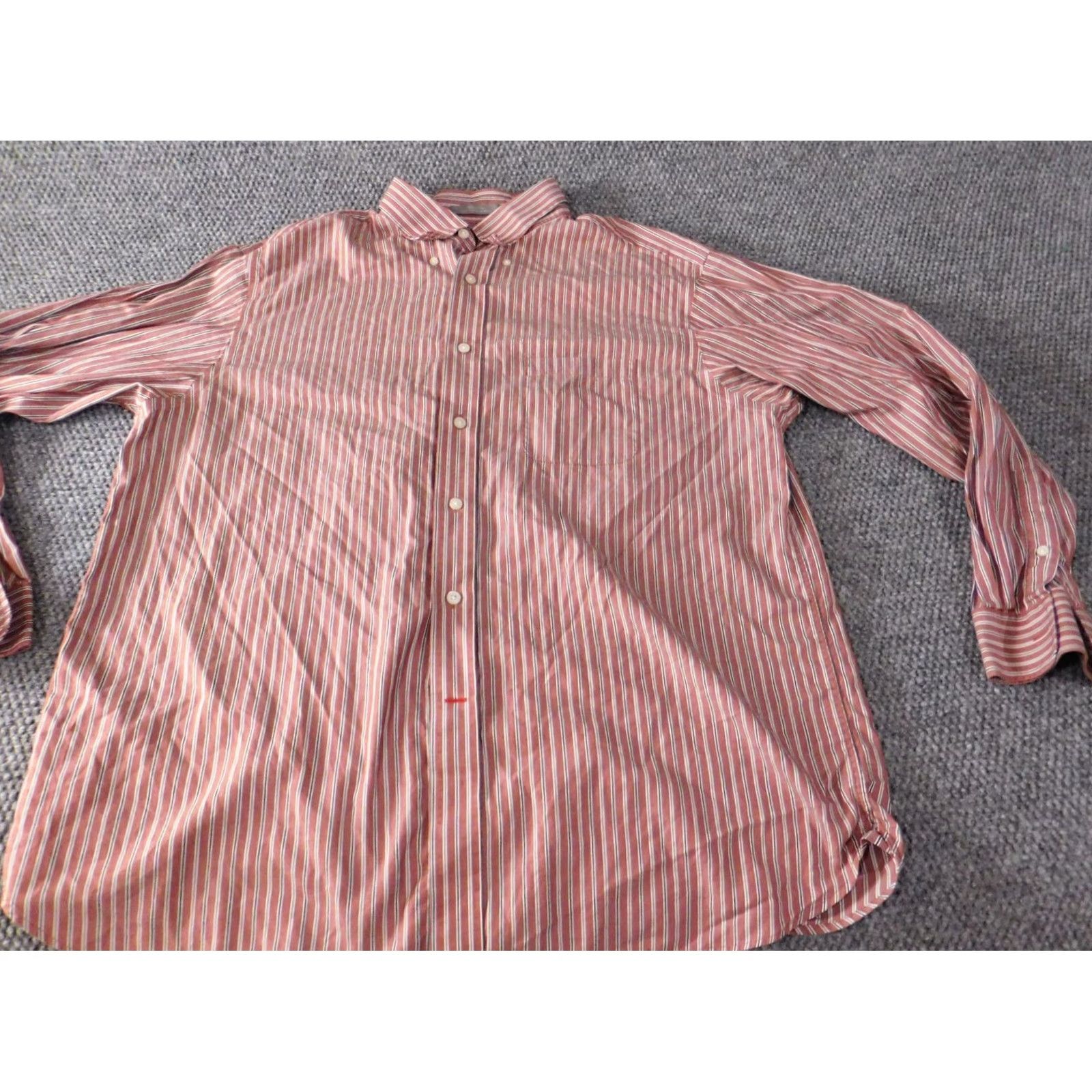 Cremieux Daniel Cremieux Shirt Button-Up XL Red Striped Knit Cotton Regular Mens Size US XL / EU 56 / 4 - 2 Thumbnail