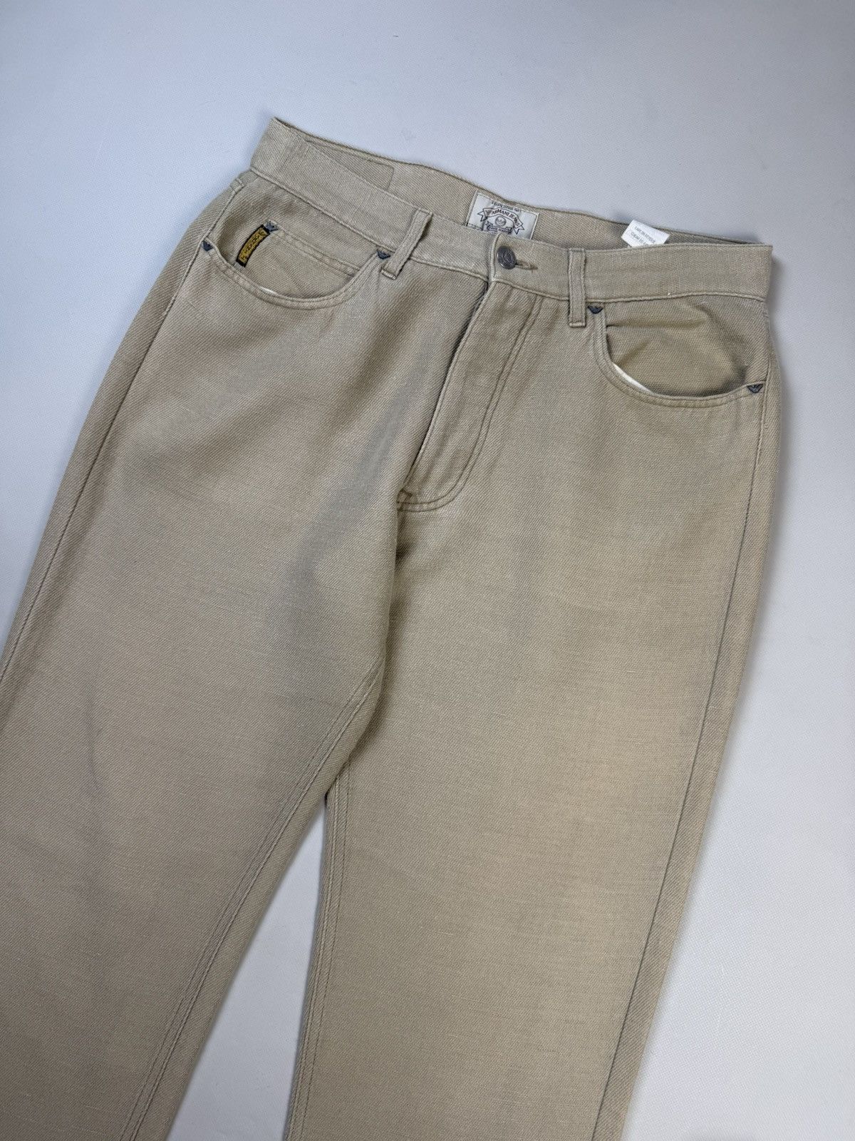 Armani AJ Armani Jeans Vintage Metal Logo Men’s Linen Chino Pants Size US 33 - 2 Thumbnail