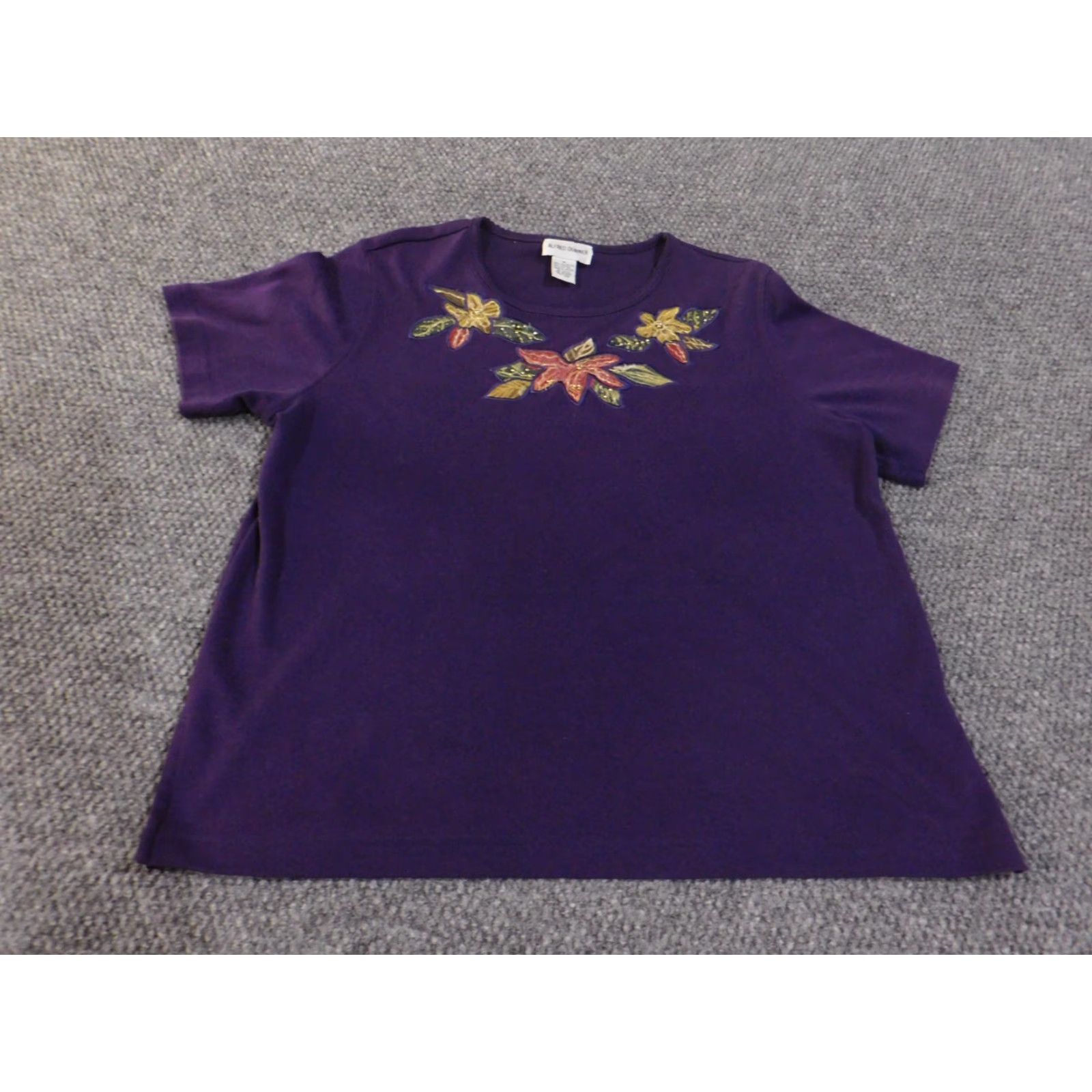 Vintage Alfred Dunner Sweater Pullover Womens Medium Purple Knit Raglan Short Sleeve Crew Neck Stretch Modern Casual Size M / US 6-8 / IT 42-44 - 2 Thumbnail