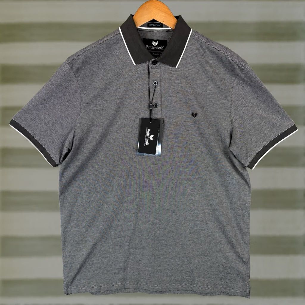 Vintage Butter Cloth Polo Shirt Men M Charcoal Gray Knit Short Sleeve Regular Fit Golf Size US M / EU 48-50 / 2 - 1 Thumbnail