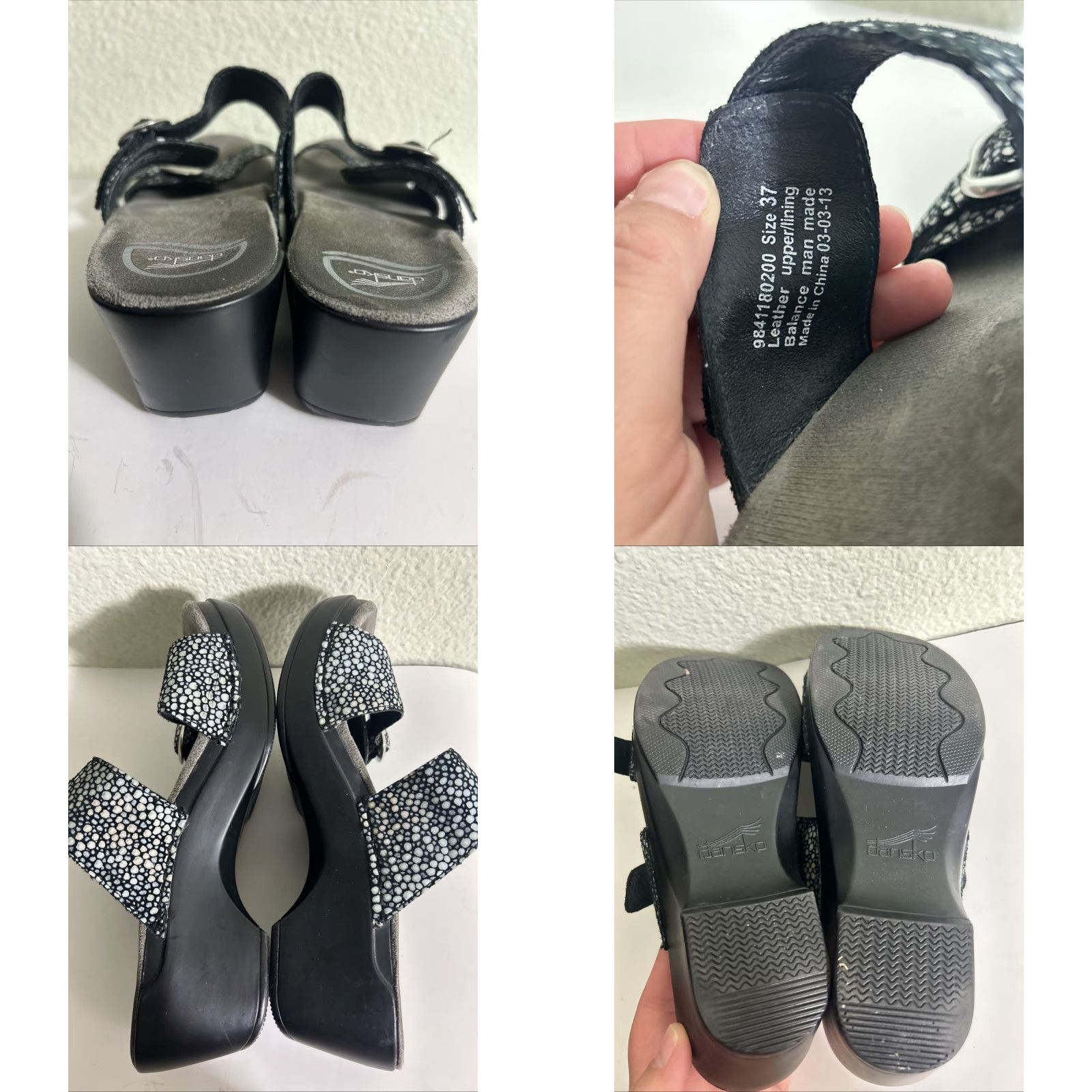 Dansko Dansko Sophie Sandals Black Dot Double Strap Womens EUR 37 US 6.5-7 Sandal Slidess Size US 7 / IT 37 - 9 Thumbnail