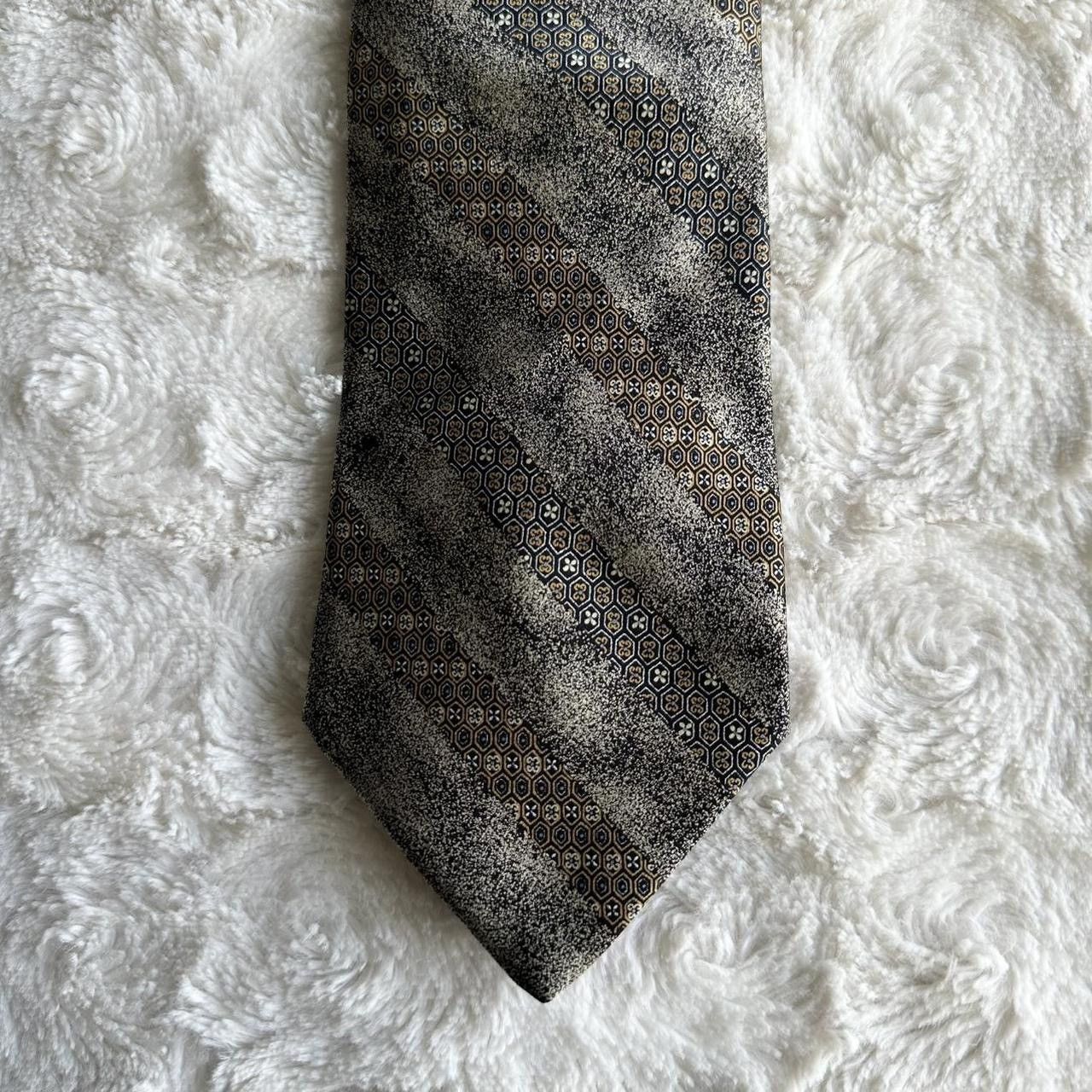 Brioni Brioni Necktie Mens Silver Geometric Handmade Silk Italy Size ONE SIZE - 2 Thumbnail