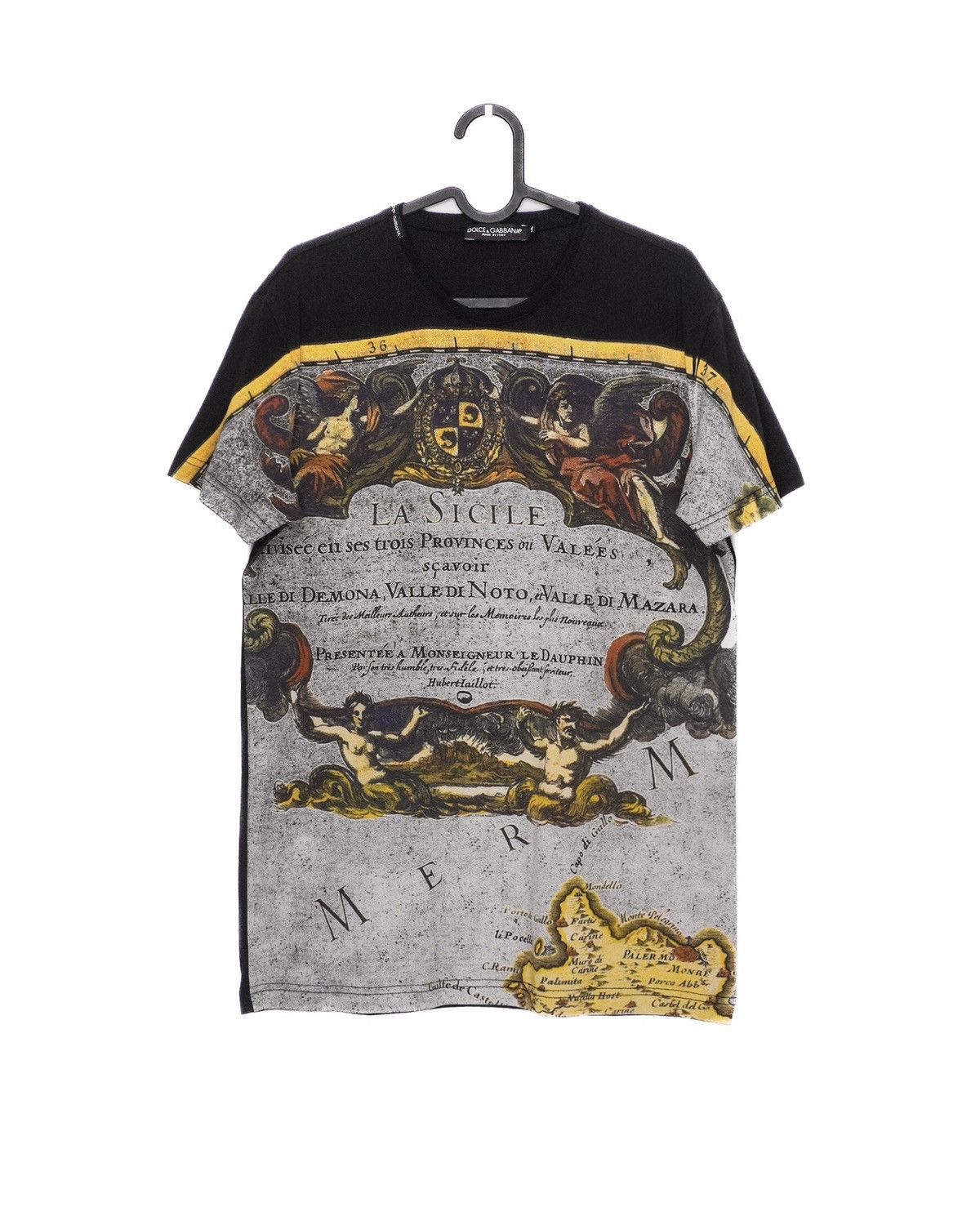 image of Vintage Dolce Gabbana La Sicile Baroque Print Tee Shirt in Black, Men's (Size Medium)