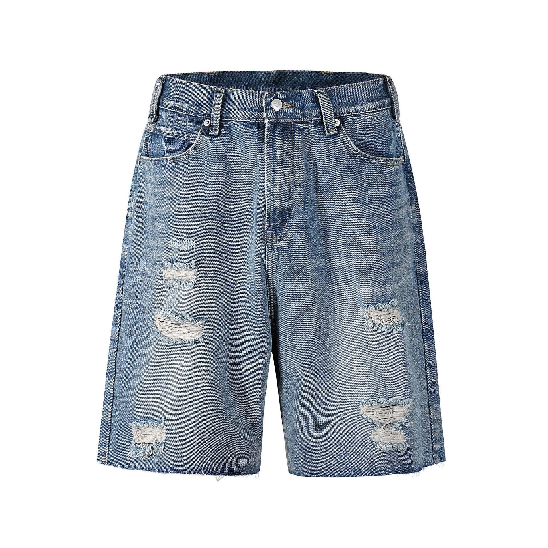 Japanese Brand × Jean High street washed whisker hole denim shorts y2k Size US 32 / EU 48 - 1 Thumbnail