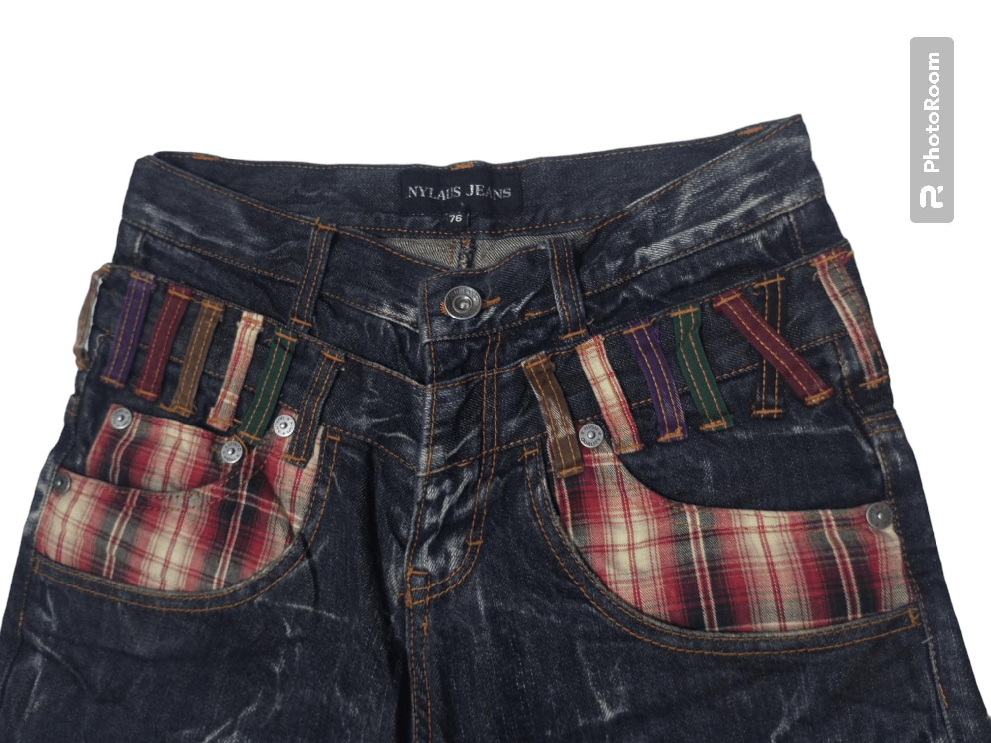 Hysteric Glamour Vintage Nylaus jeans double waist acid wash denim Size US 29 - 9 Thumbnail