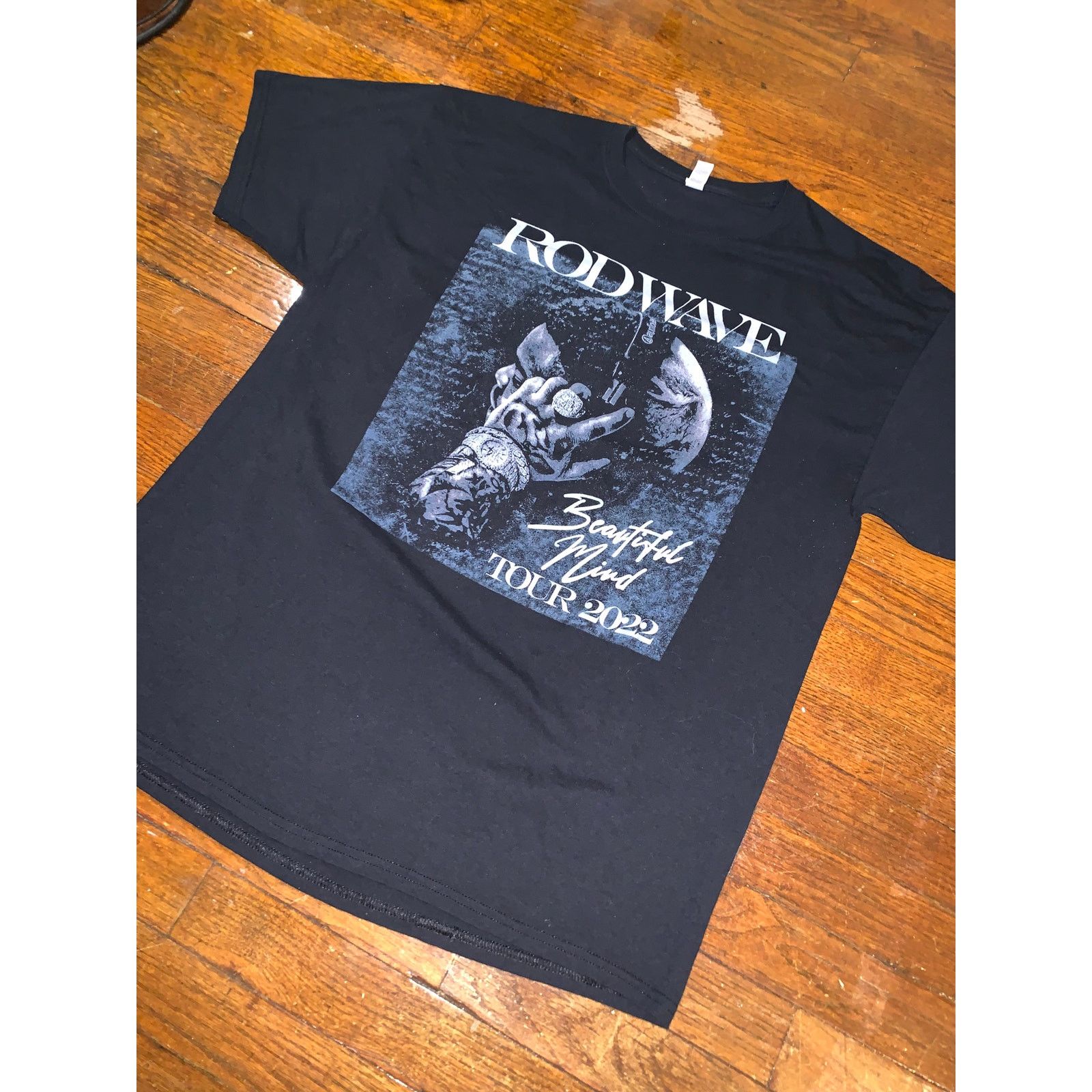 Jerzees Rod Wave Beautiful Mind Tour T Shirt 2022 Rap Tee Black XL Size US XL / EU 56 / 4 - 2 Thumbnail