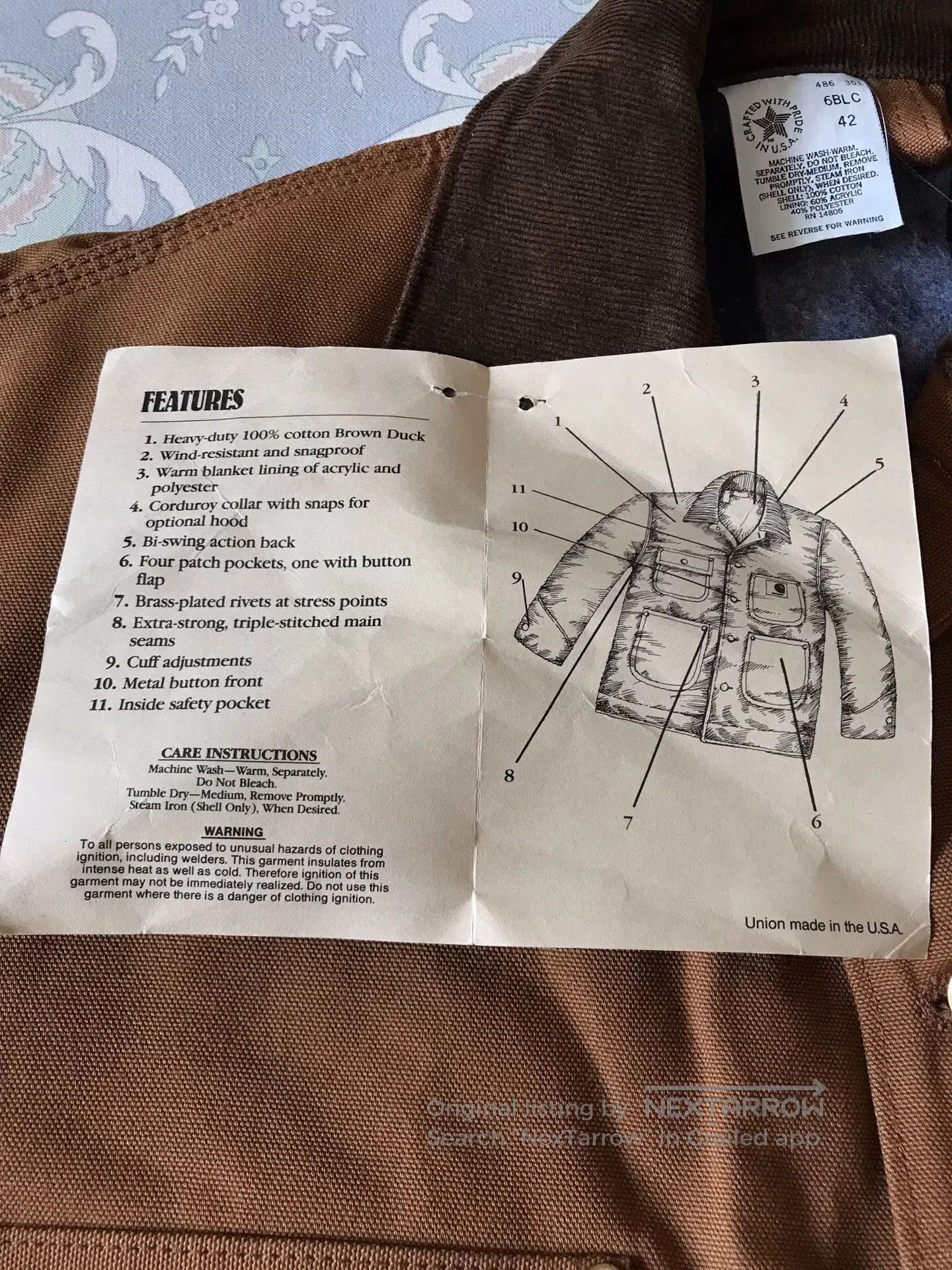 Carhartt 80s Carhartt 6BLC Brown Canvas Jacket. Size US XS / EU 42 / 0 - 7 Thumbnail