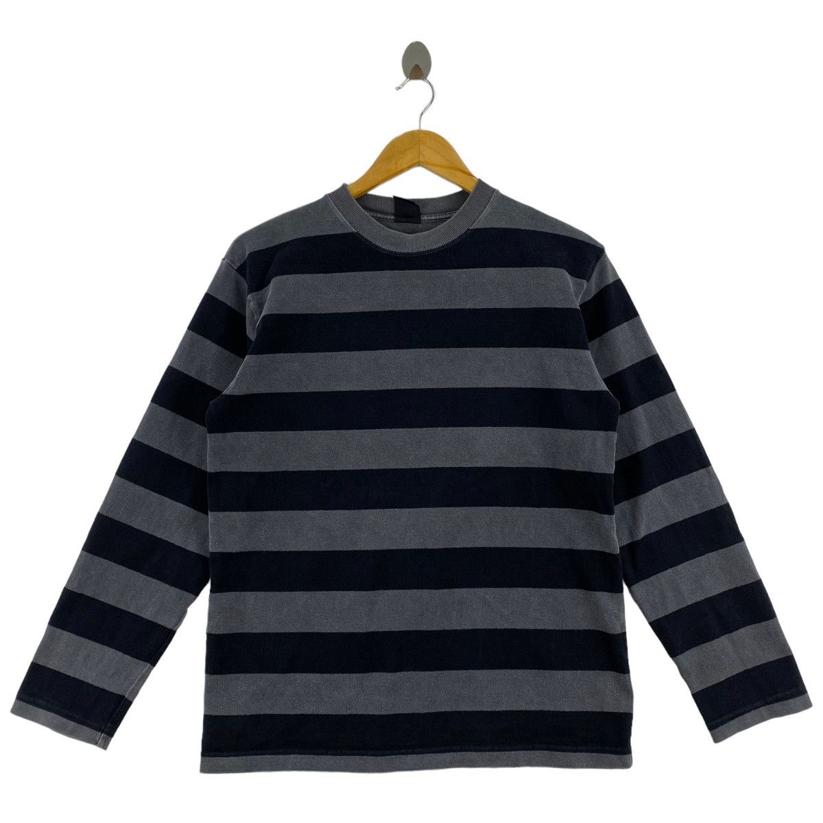 Japanese Brand SHIPS Japanese Brand Grey and Black Stripes Long Sleeve Size US M / EU 48-50 / 2 - 1 Thumbnail