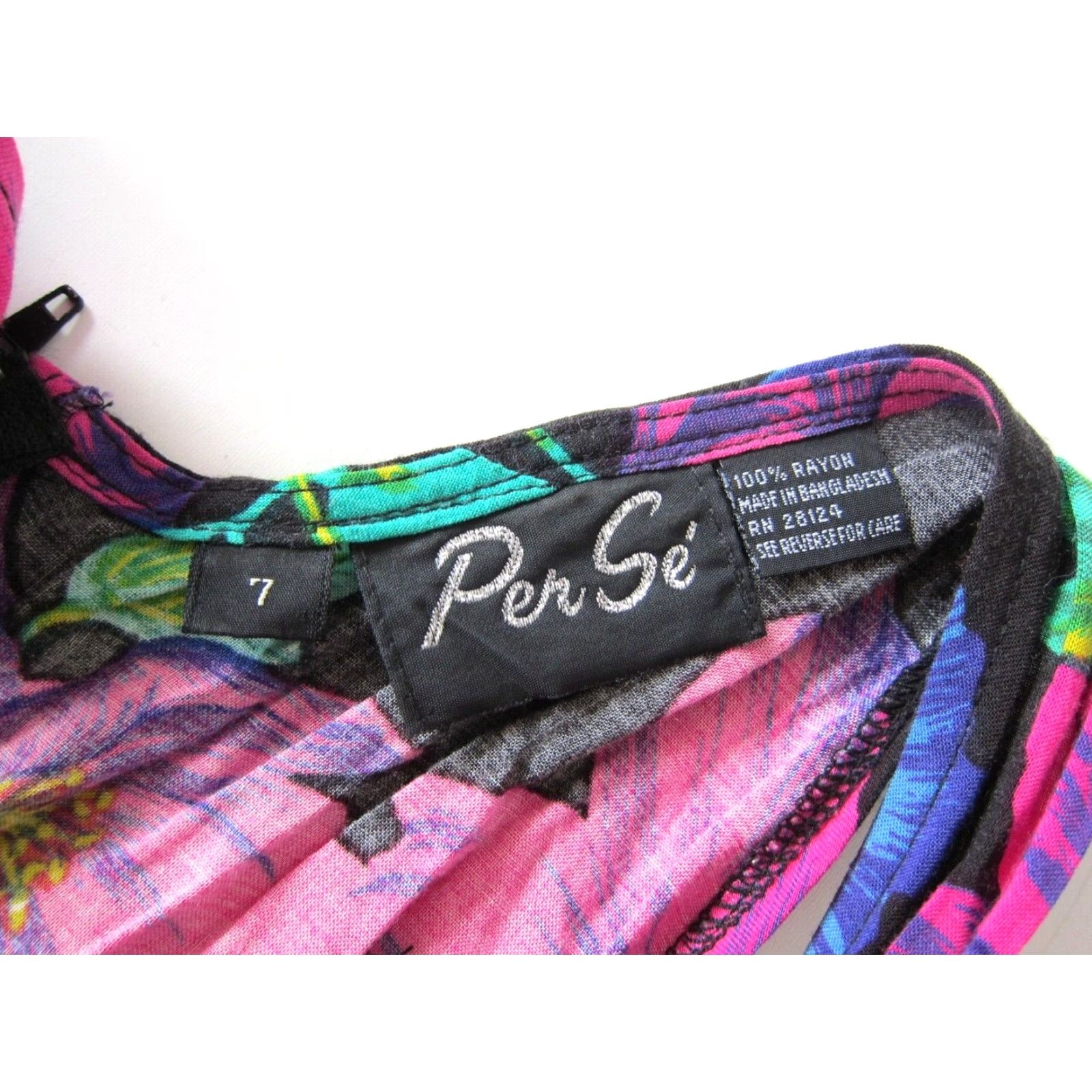 Pinko VINTAGE Per Se 100% Rayon Pink Black Green Floral Wrap Tank Sun Dress Medium Size M / US 6-8 / IT 42-44 - 4 Thumbnail