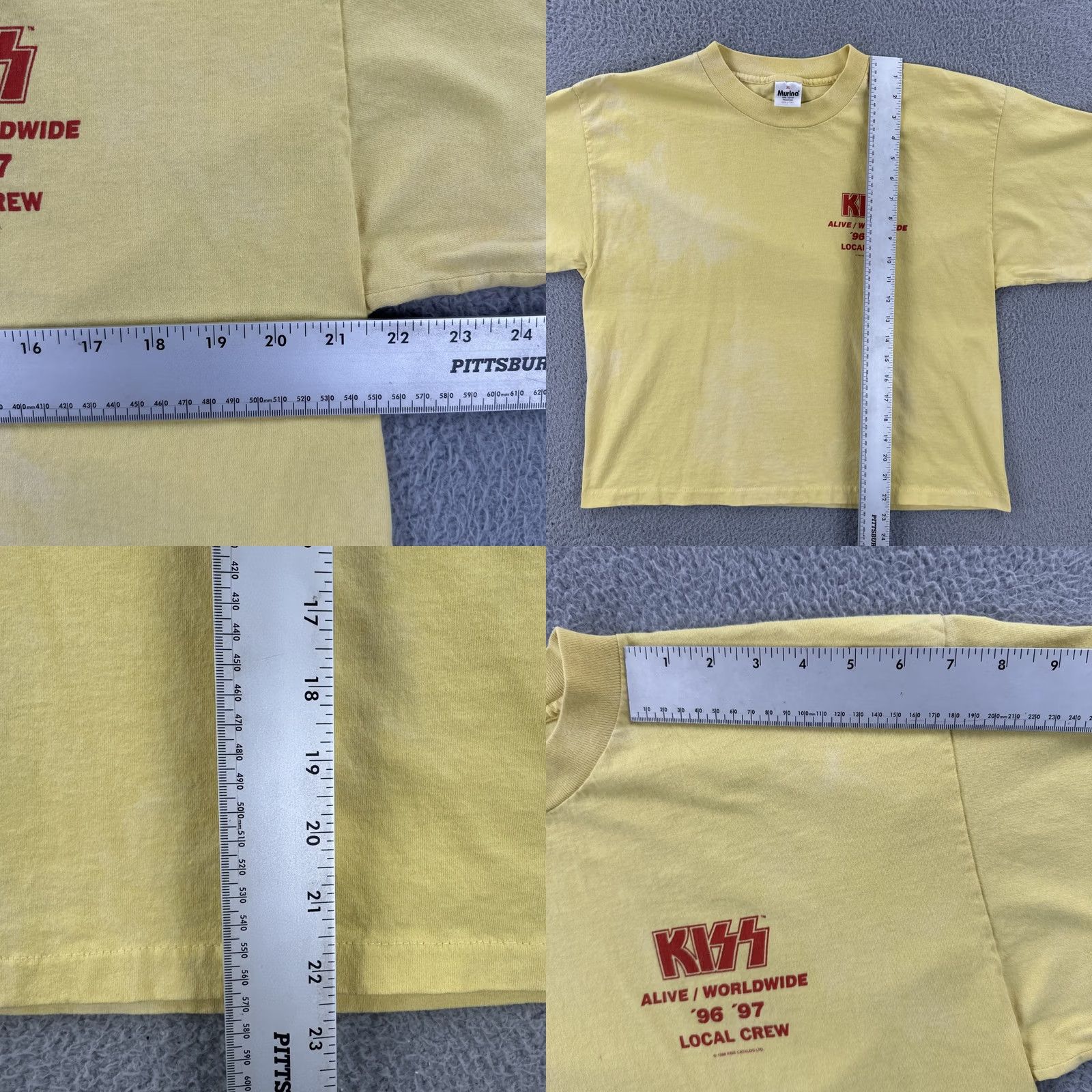 Vintage VINTAGE Murina Mens XL Yellow Stitch USA Made Shirt 1996 Kiss Alive Local Crew Tee Size US XL / EU 56 / 4 - 9 Thumbnail