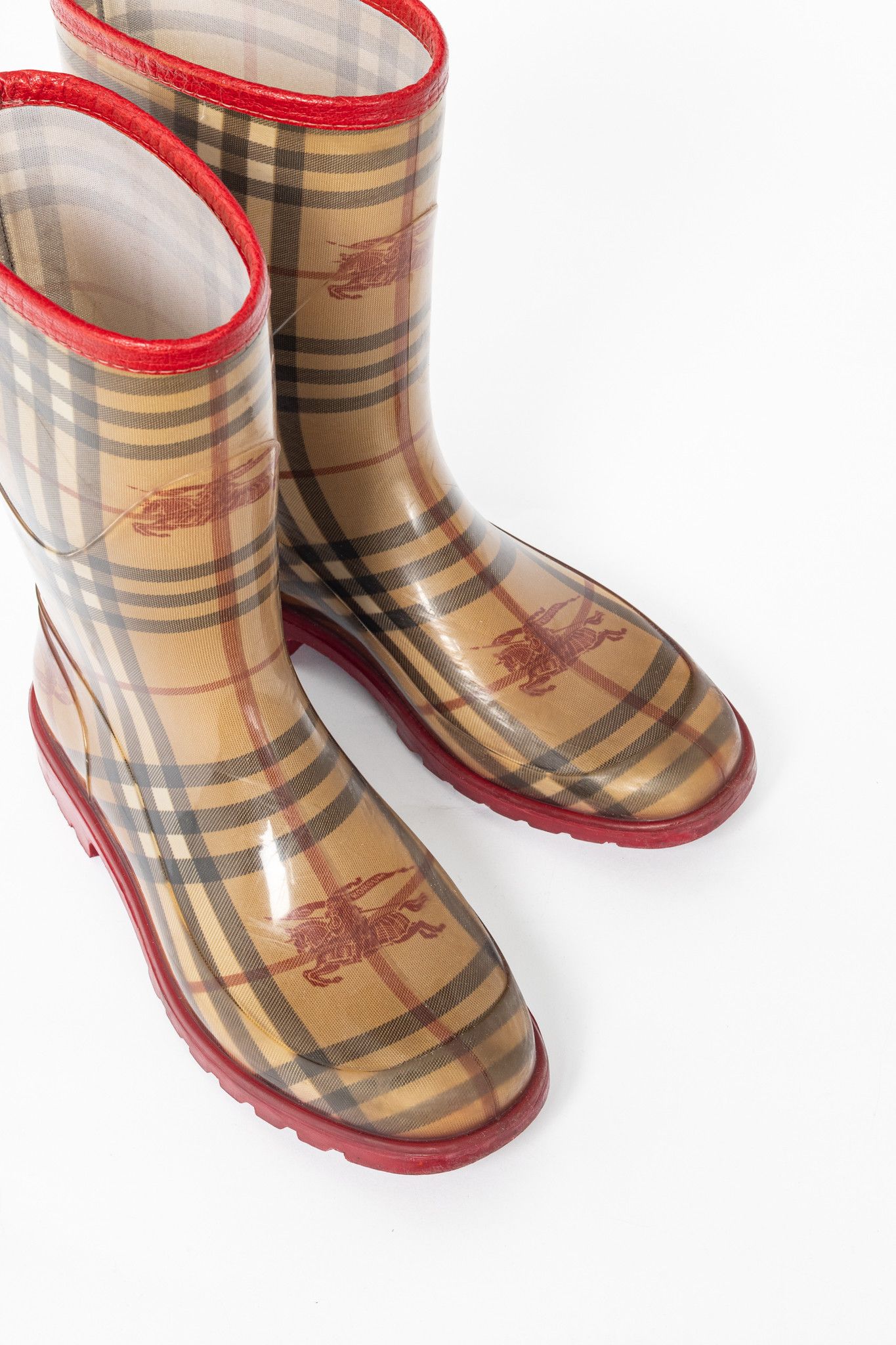 Burberry Burberry Splash Mid Haymarket Leather Rainboots Size US 6.5 / IT 36.5 - 6 Thumbnail