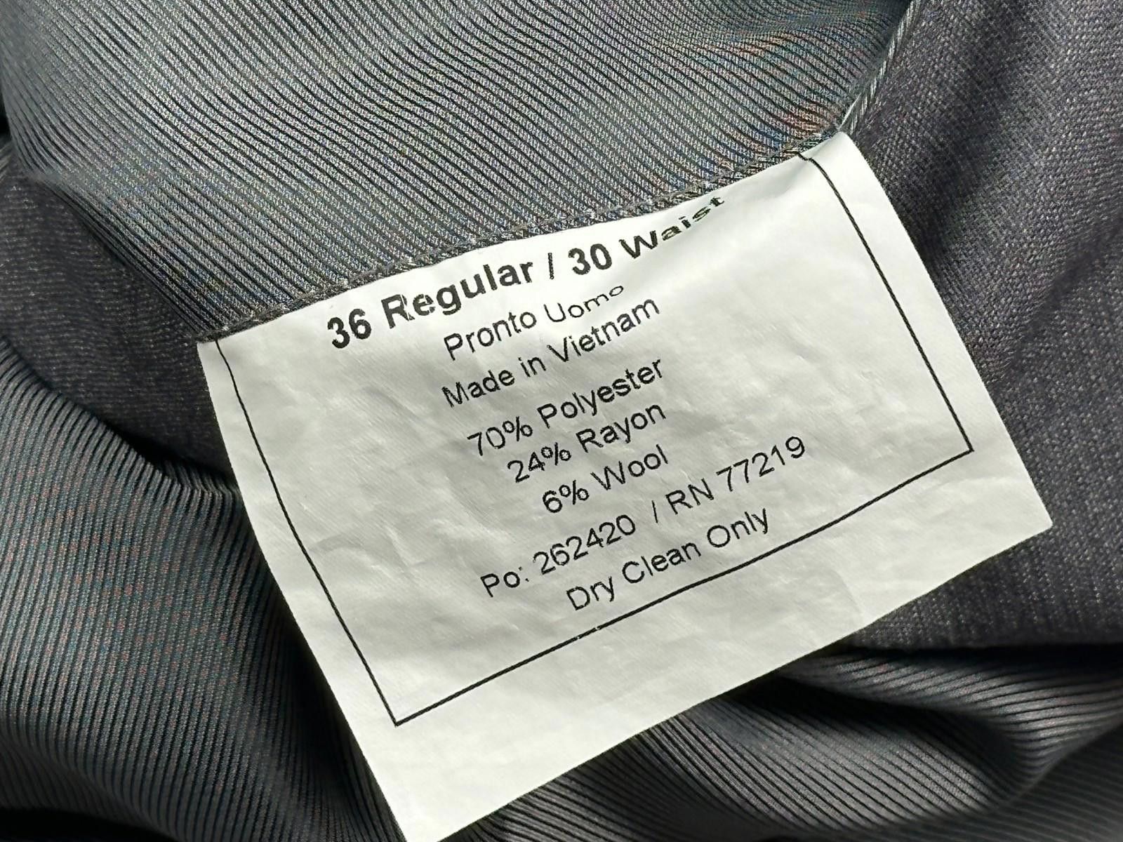 Pronto Uomo Pronto Uomo Slim Fit Suit Jacket Gray 36 Regular 30 Waist Size 36R - 9 Thumbnail