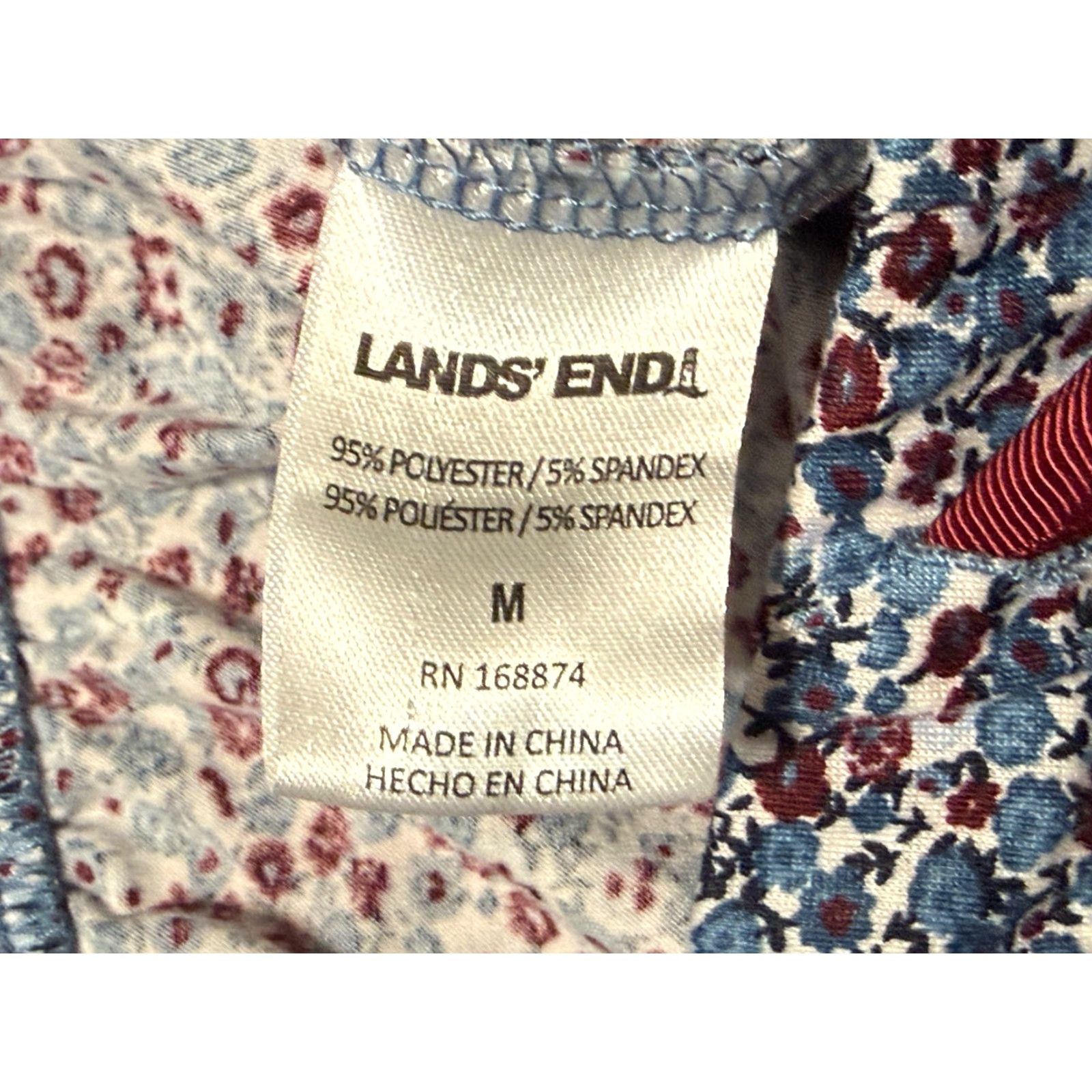 Lands' End Lands' End Women's Pajama Pants, Floral Sleepwear, Medium, Blue White Purple, Drawstring, Lightweight, Regular, Machine Washable, Sleepwear Size 32" / US 10 / IT 46 - 5 Thumbnail