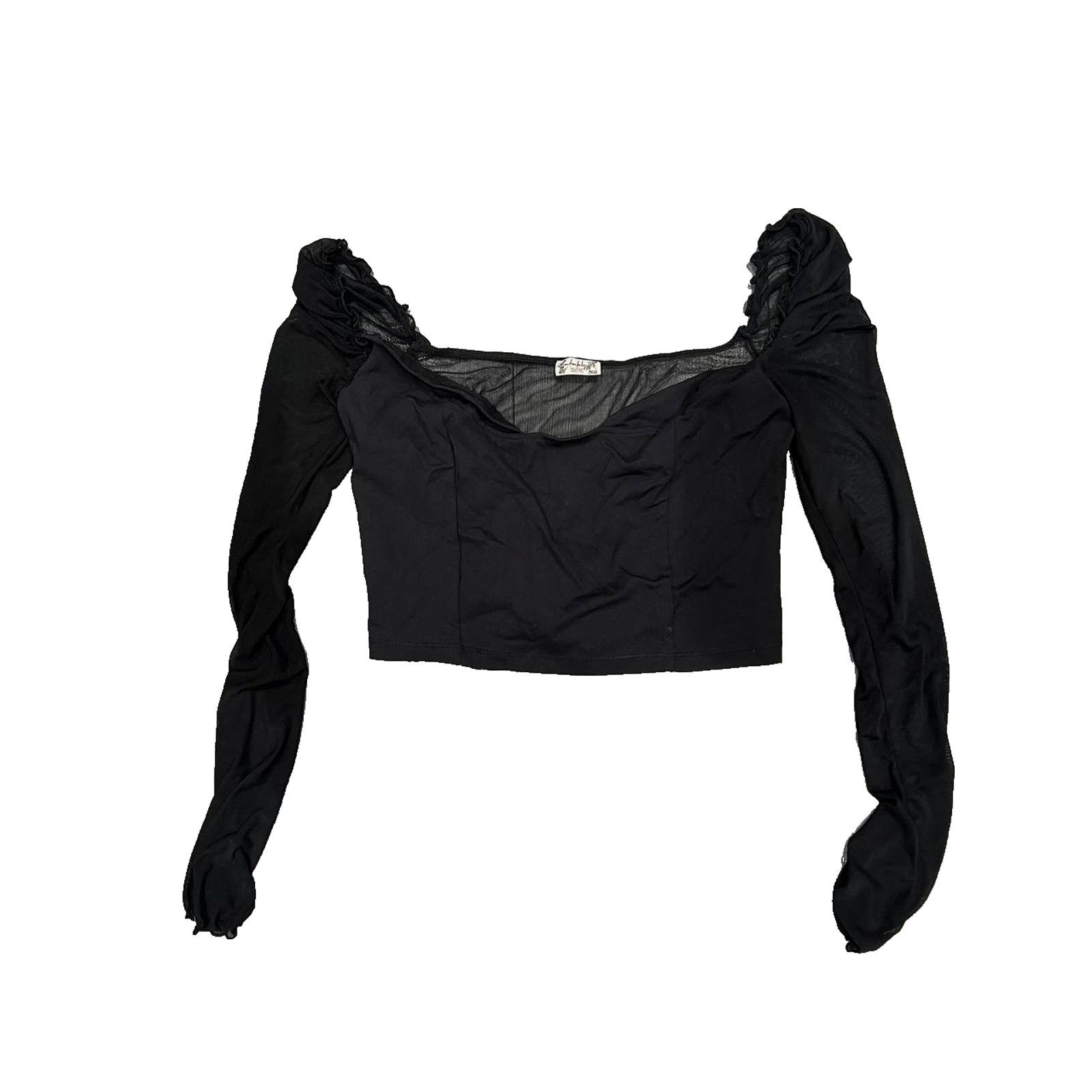 Free People Free People Black Sheer Tank Y2K Long Top Small A003251 Size S / US 4 / IT 40 - 2 Thumbnail