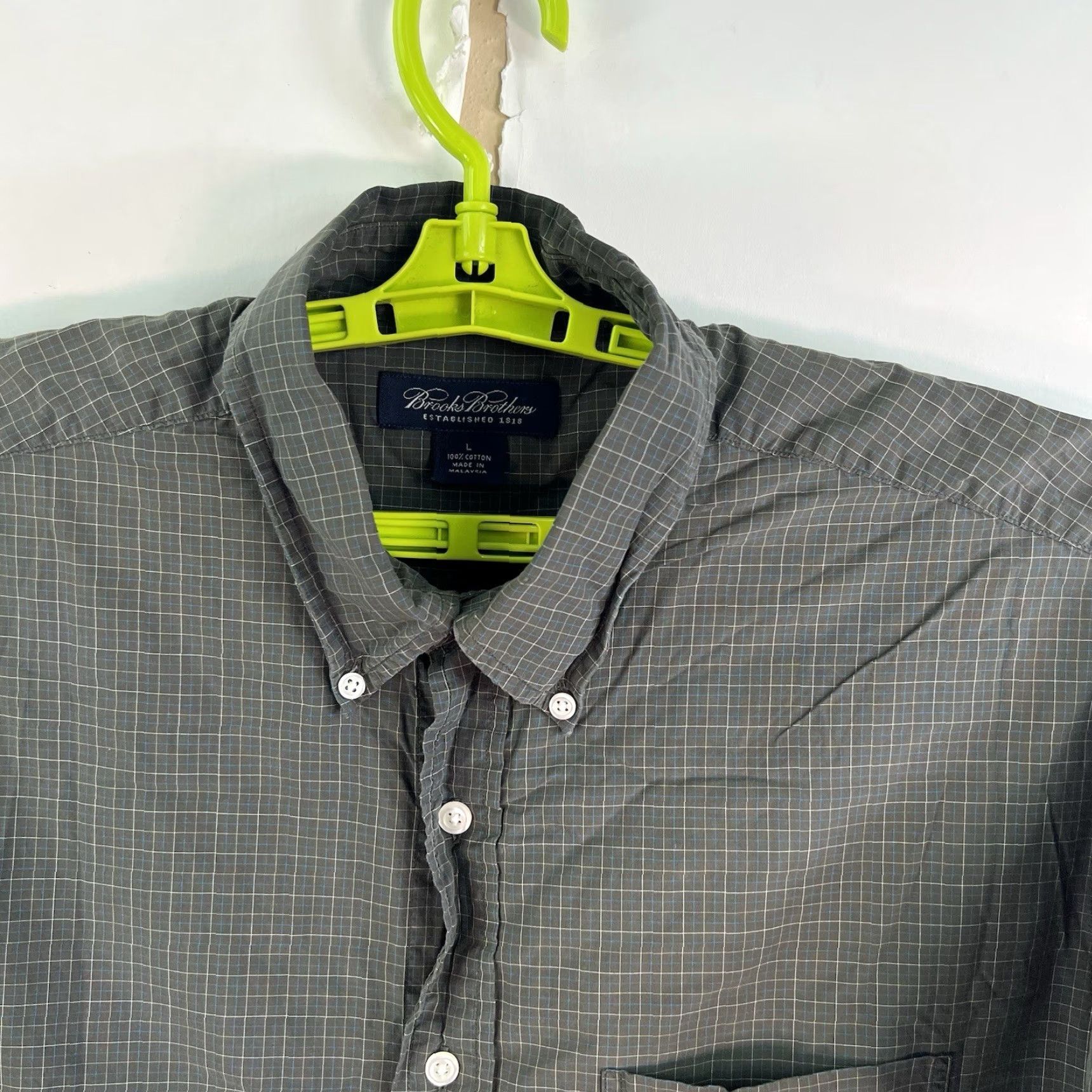Brooks Brothers VINTAGE Brooks Brothers Checked Short Sleeve Button-Down Shirt Men Large Green Cotton Casual Summer 90s Mens Size US L / EU 52-54 / 3 - 4 Thumbnail