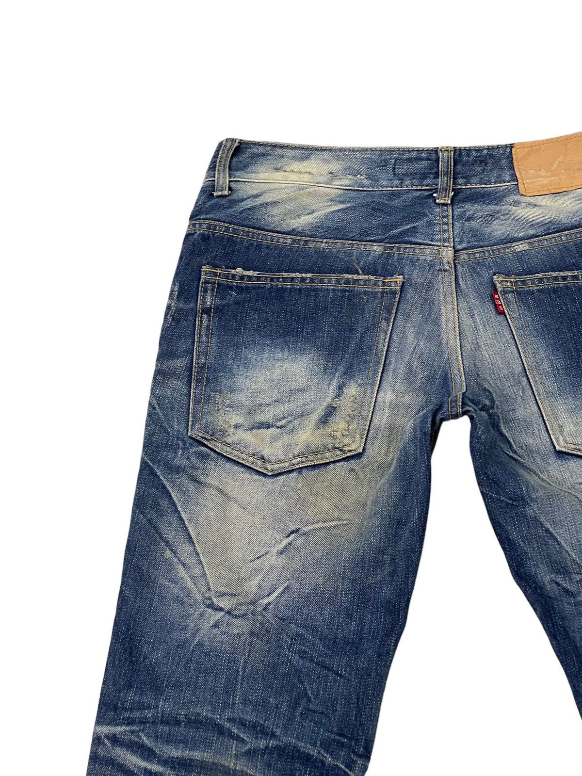 Japanese Brand Slight Flare Jeans Rubber Soul Faded Distress Boot Cut 7🟦7 Size US 30 / EU 46 - 19 Thumbnail