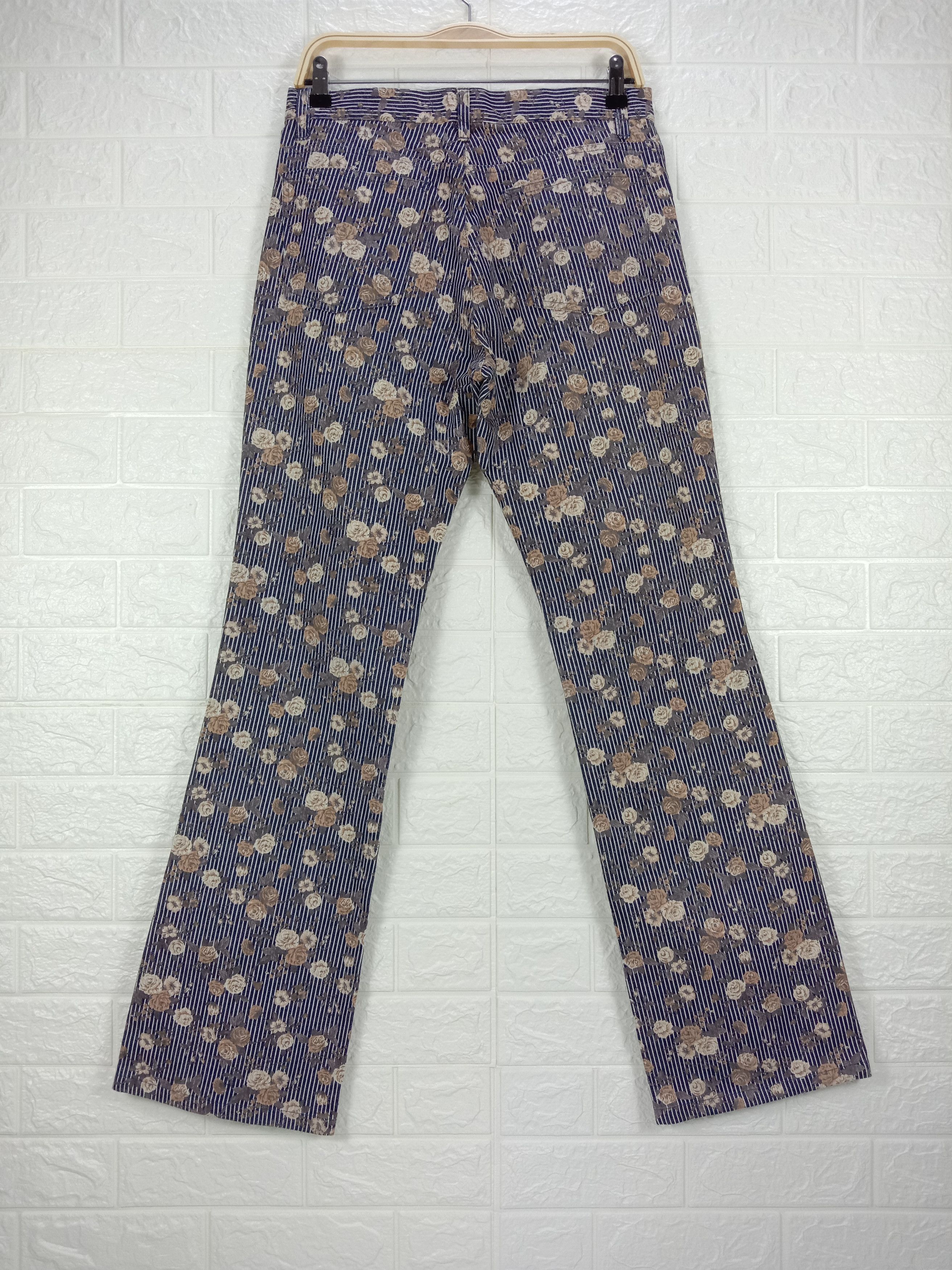 Japanese Brand Vintage Japanese Art Striped Full Printed Floral Flare Jeans Size US 30 / EU 46 - 5 Thumbnail