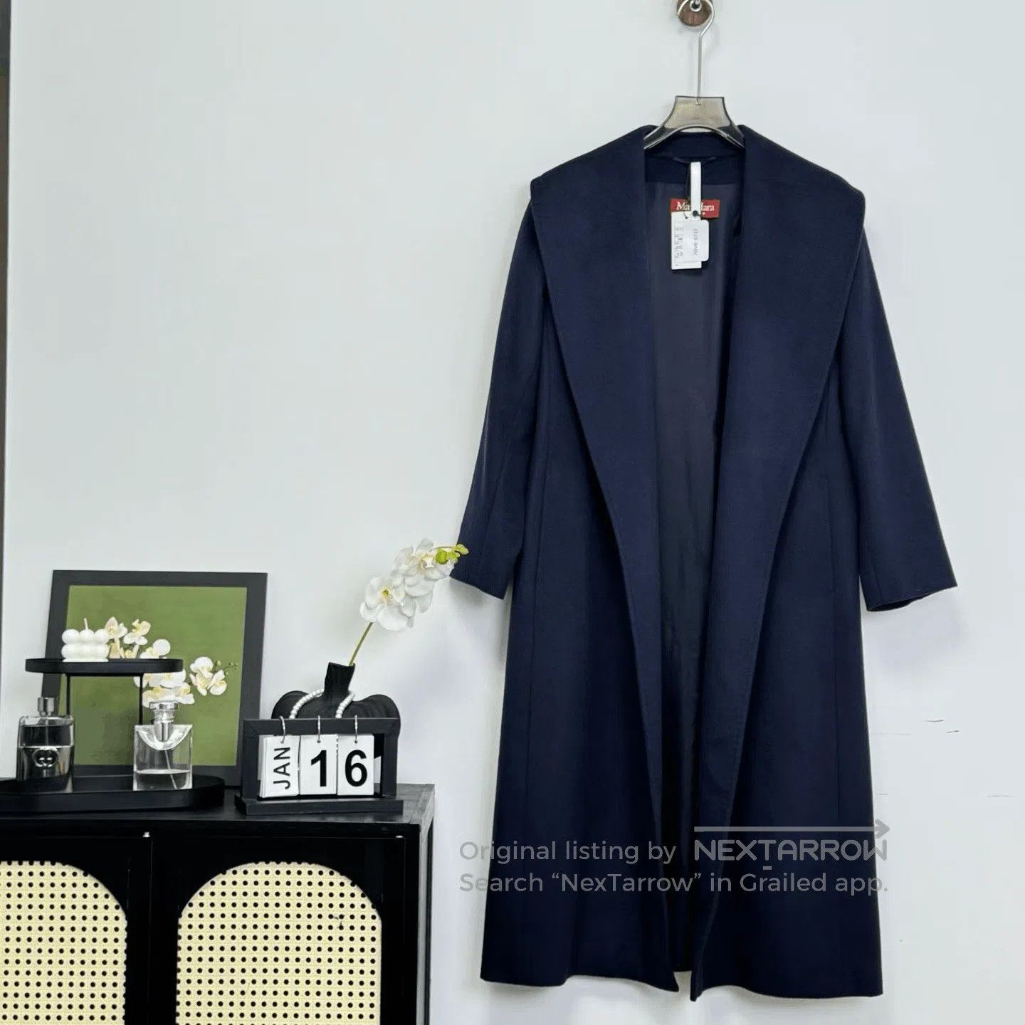 Max Mara Maxmara Dark Blue Water Ripple Coat. Size S / US 4 / IT 40 - 1 Thumbnail
