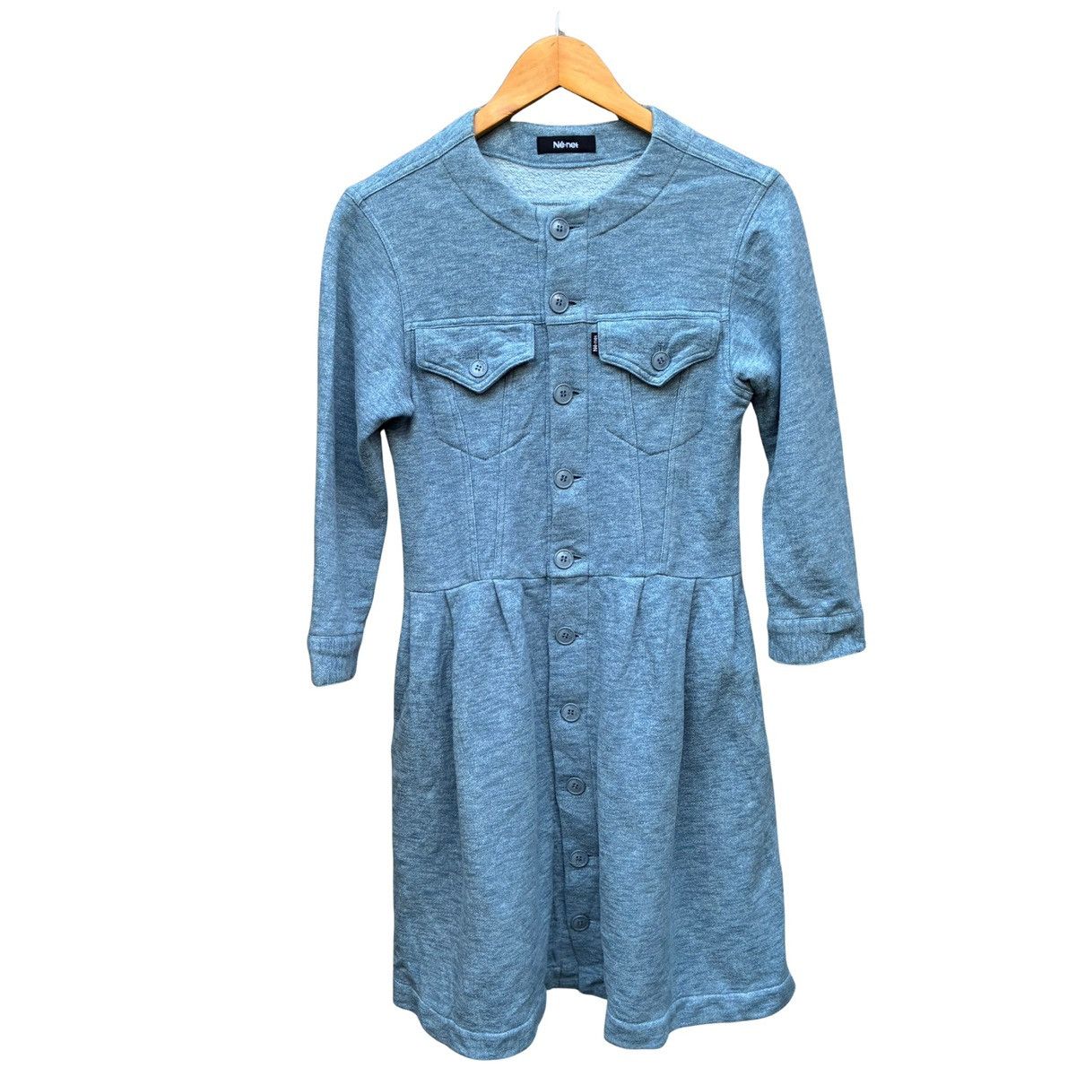 Ne-Net Ne-net By Issey Japan Designer Dress Grey Pleated Pockets Size XS / US 0-2 / IT 36-38 - 1 Thumbnail