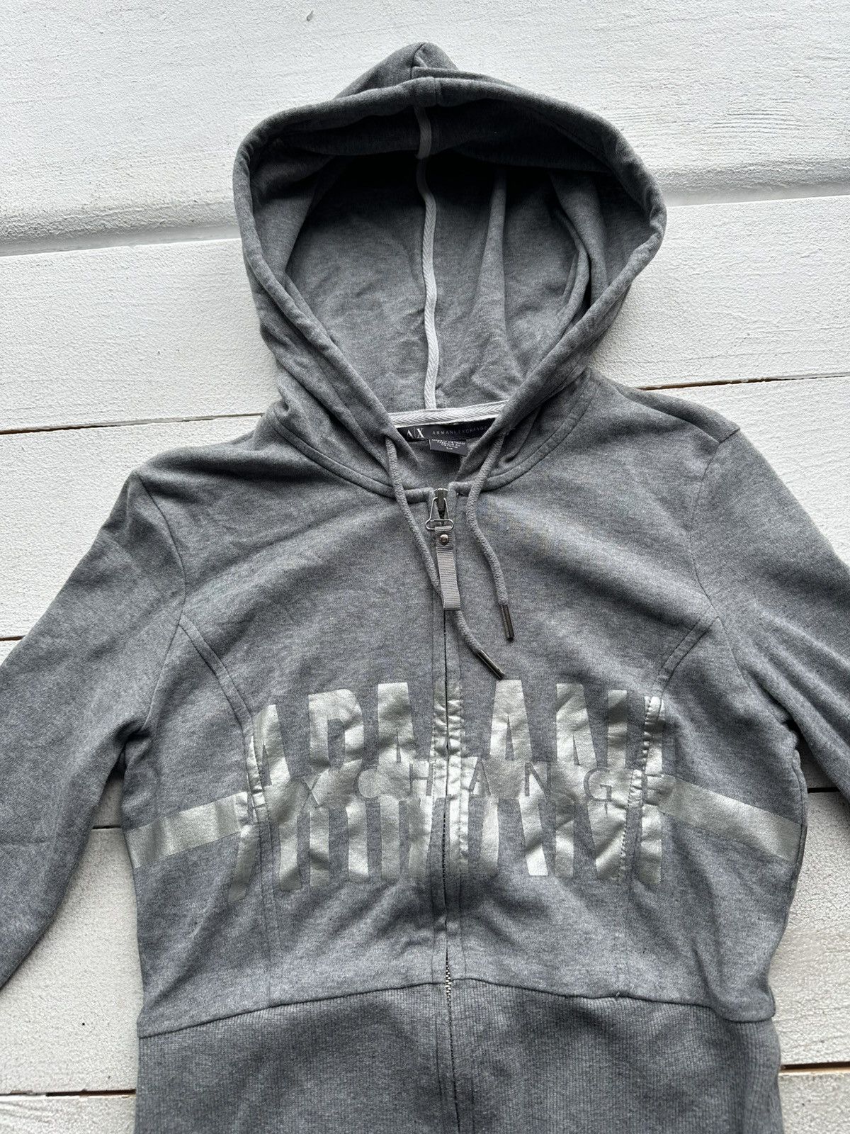 Armani Exchange 🚨Armani Exchange Women Zip-Up hoodie y2k silver logo Size S / US 4 / IT 40 - 5 Thumbnail