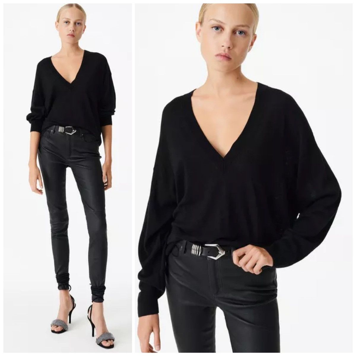 Iro NWT IRO Haru V-Neck Sweater Pullover Wool Cashmere Loose Fit Size XS / US 0-2 / IT 36-38 - 1 Thumbnail