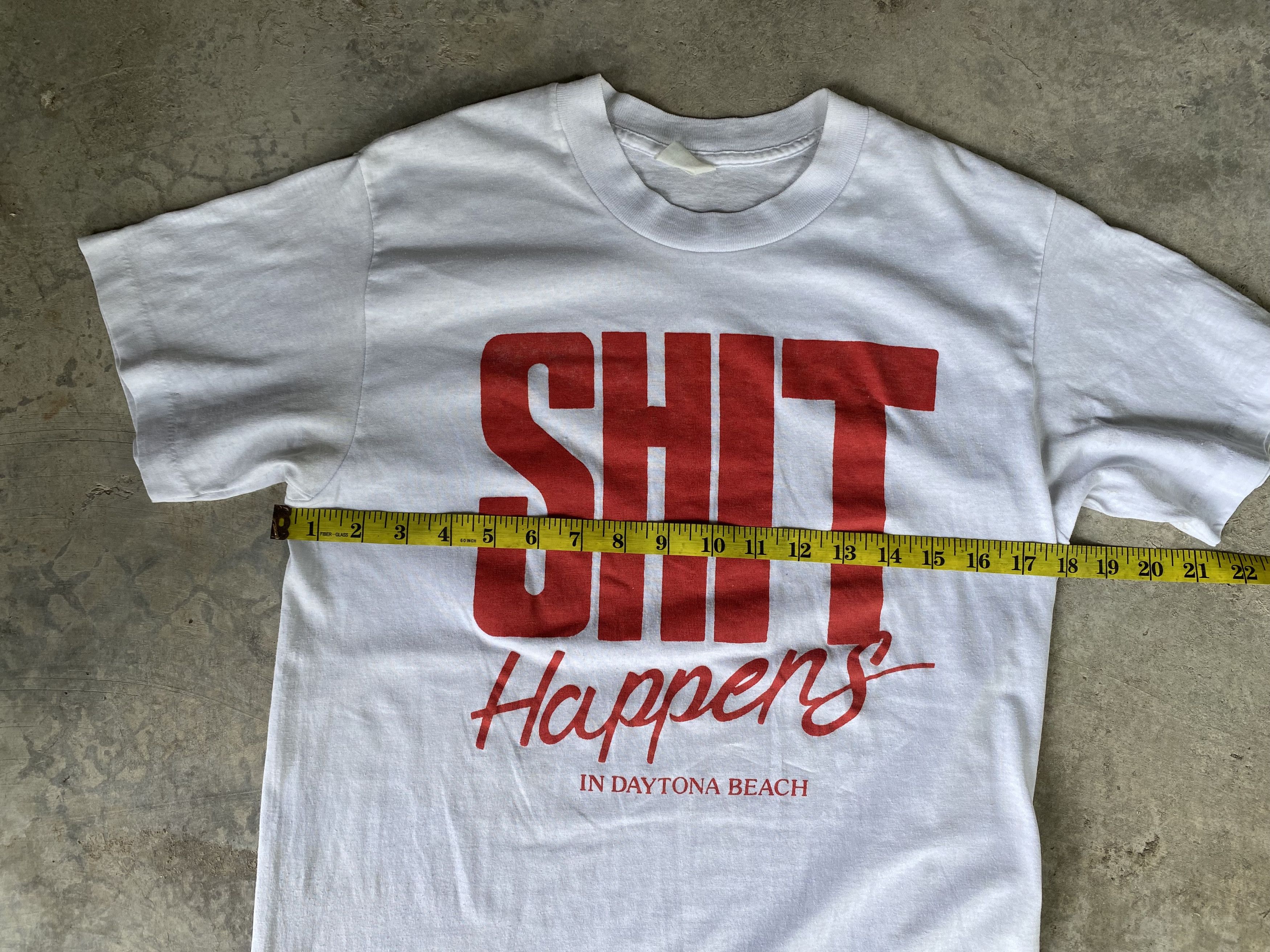 Vintage Vintage 80’s SHIT HAPPENS in Daytona Beach Wording Tshirt Size US S / EU 44-46 / 1 - 10 Thumbnail