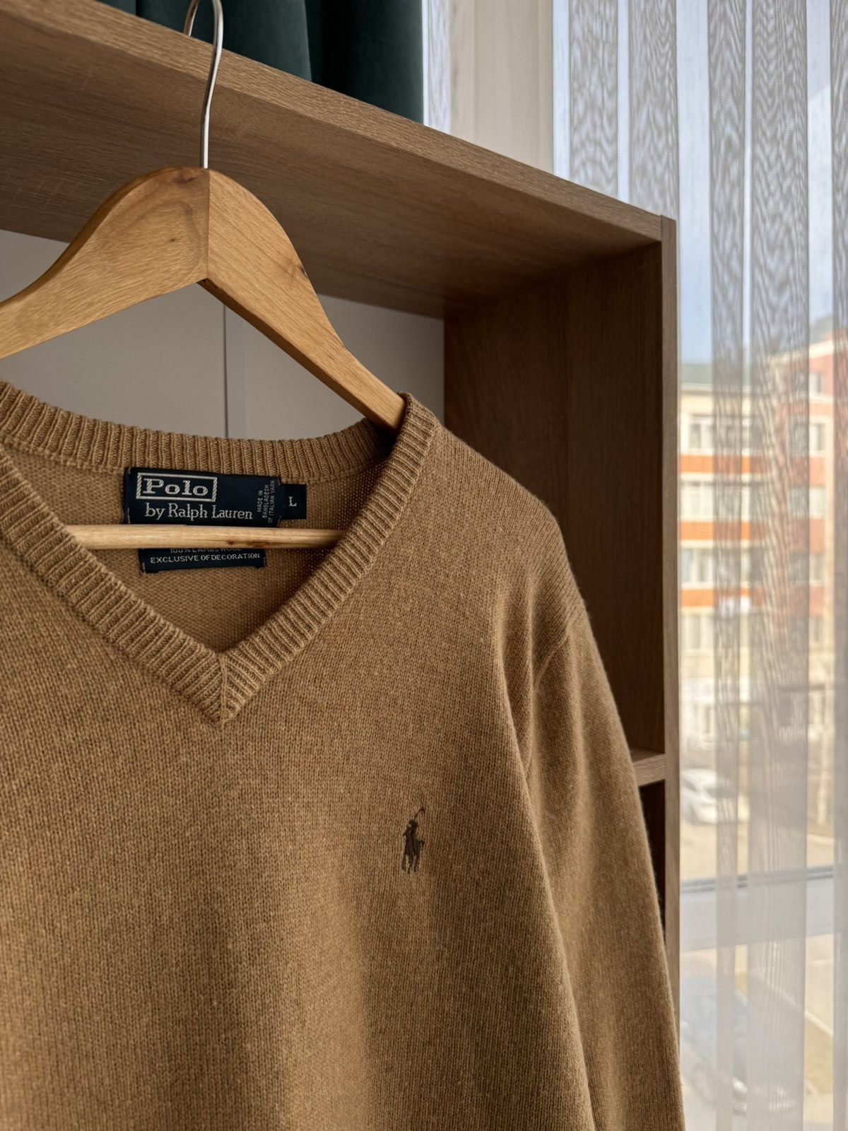 Polo Ralph Lauren × Vintage VTG Polo Ralph Lauren PRL Creamy Beige Lambswool Sweater Size US L / EU 52-54 / 3 - 6 Thumbnail
