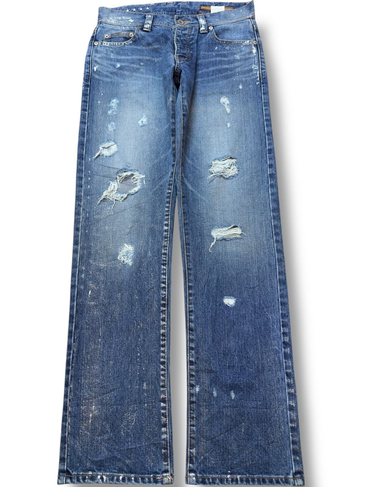 Kapital Vintage Double Standard Silver Splatter Distressed Denim Size US 30 / EU 46 - 1 Thumbnail