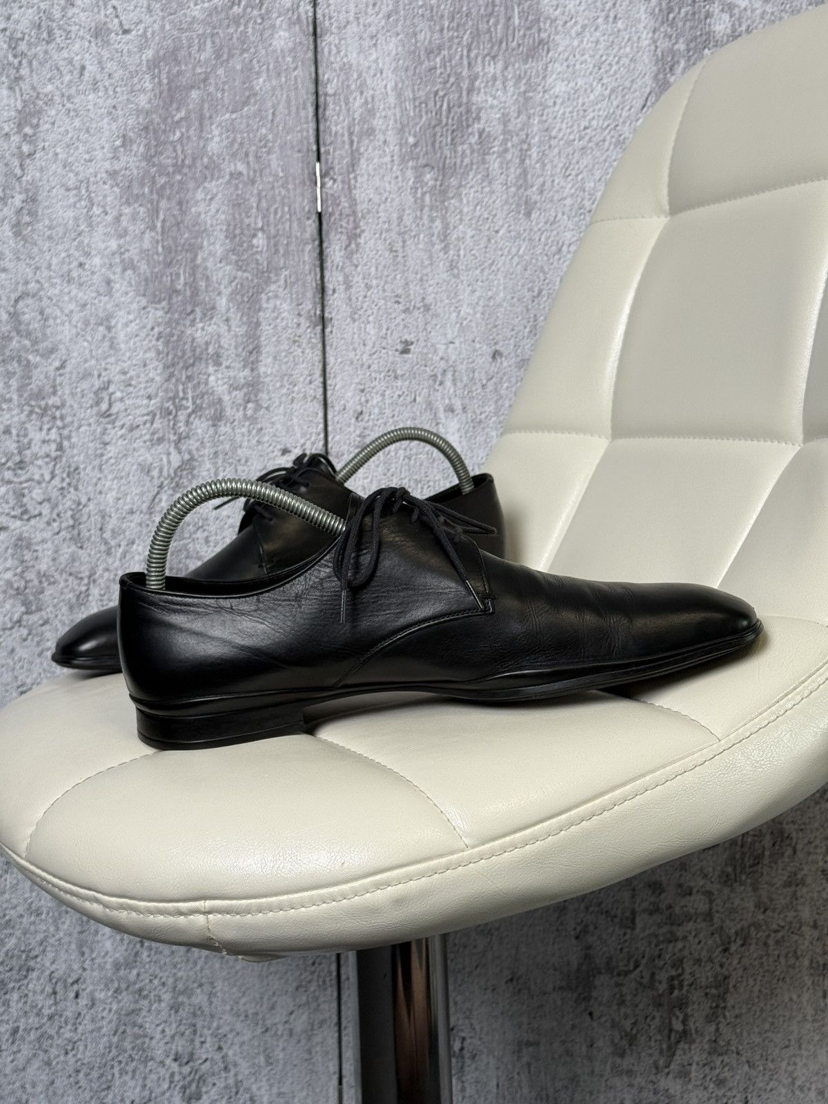 Prada PRADA Men’s Black Leather Lace Up Dress Derby Dress Shoes Size US 8.5 / EU 41-42 - 5 Thumbnail