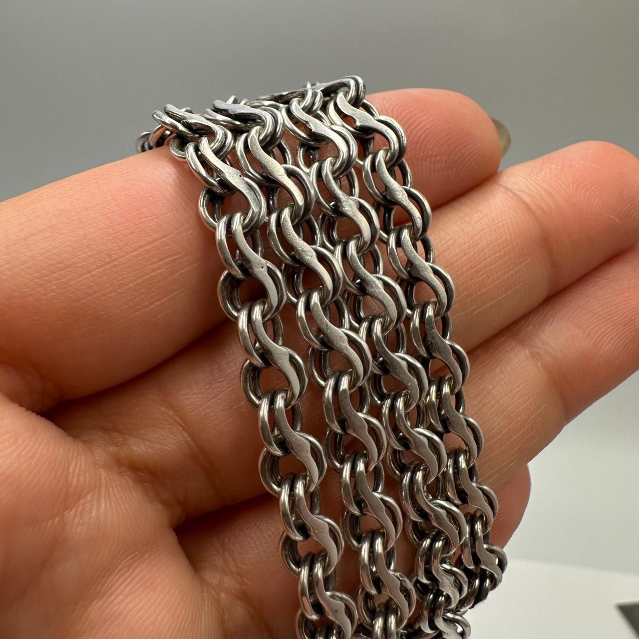 Sterling Silver Vintage Solid 925 Sterling Silver Chain Necklace Heavy Link Size ONE SIZE - 7 Thumbnail