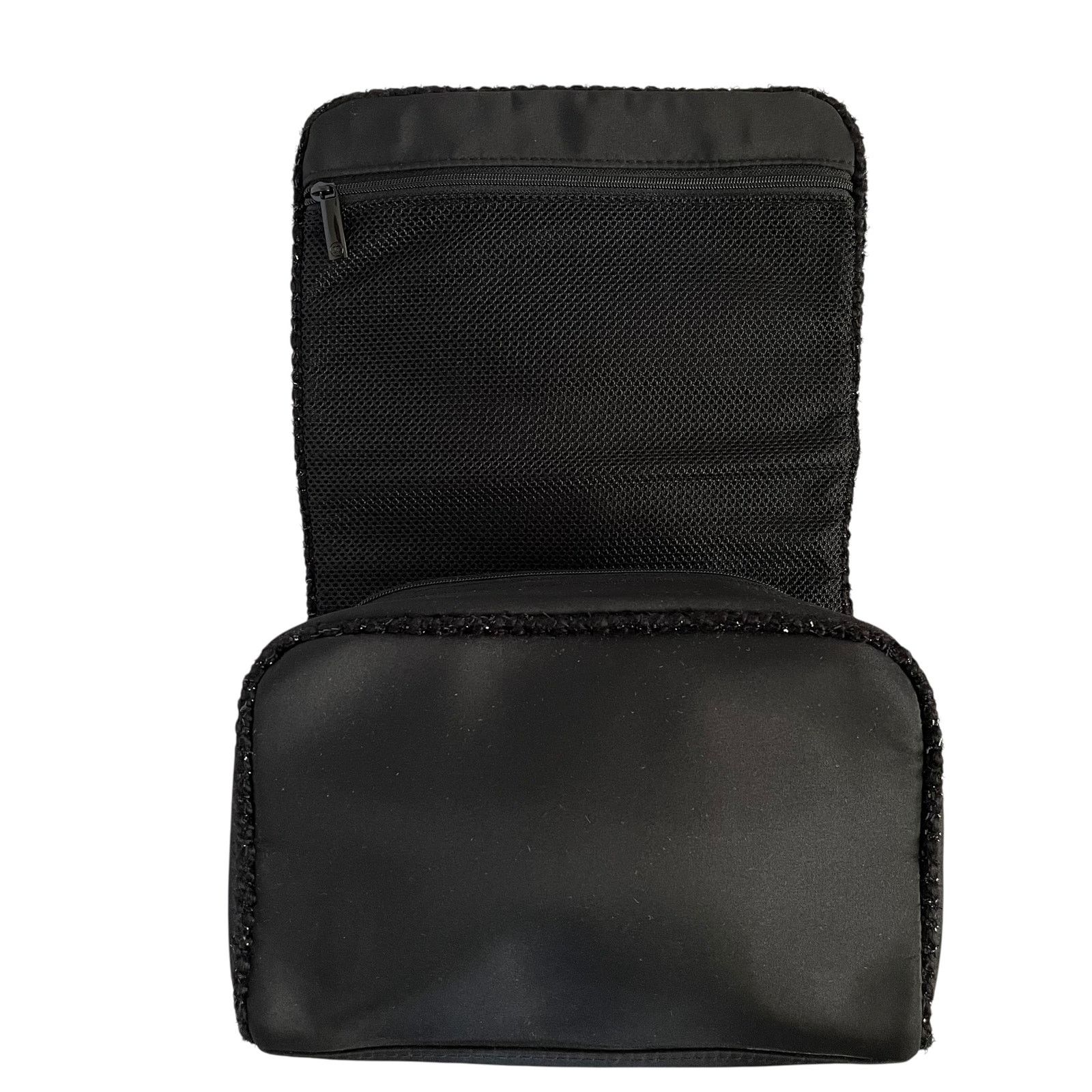 Chanel Chanel Parfums Black Satin Faux Tweed Toiletry Bag Clutch Size ONE SIZE - 3 Thumbnail
