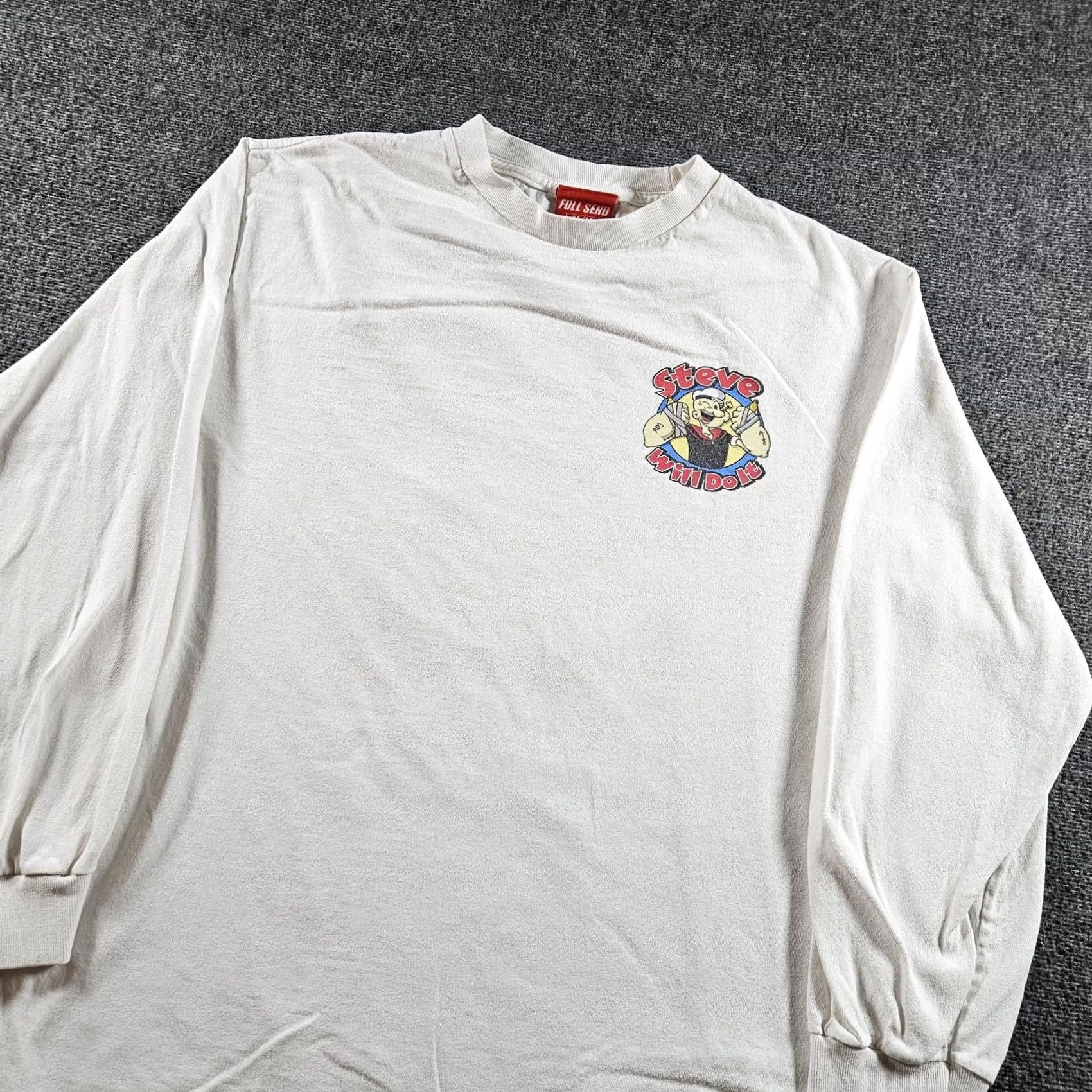 Vintage Full Send Shirt Mens M White Long Sleeve Graphic Tee Steve Will Do It Crew Neck Jersey Size US M / EU 48-50 / 2 - 3 Thumbnail