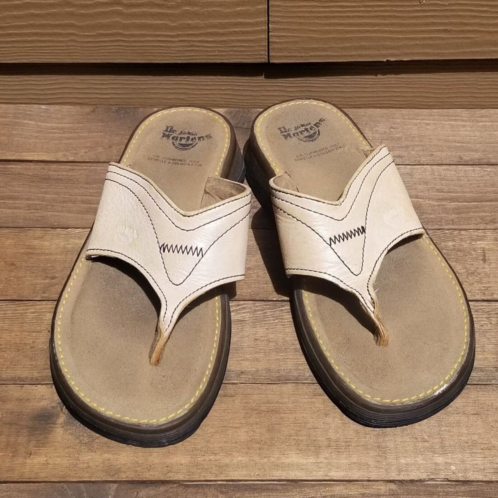 Dr Martens Dr. Martens Tan Nude Leather Thong Sandals Flip Flop Shoes in Beige, Men's (Size 5)