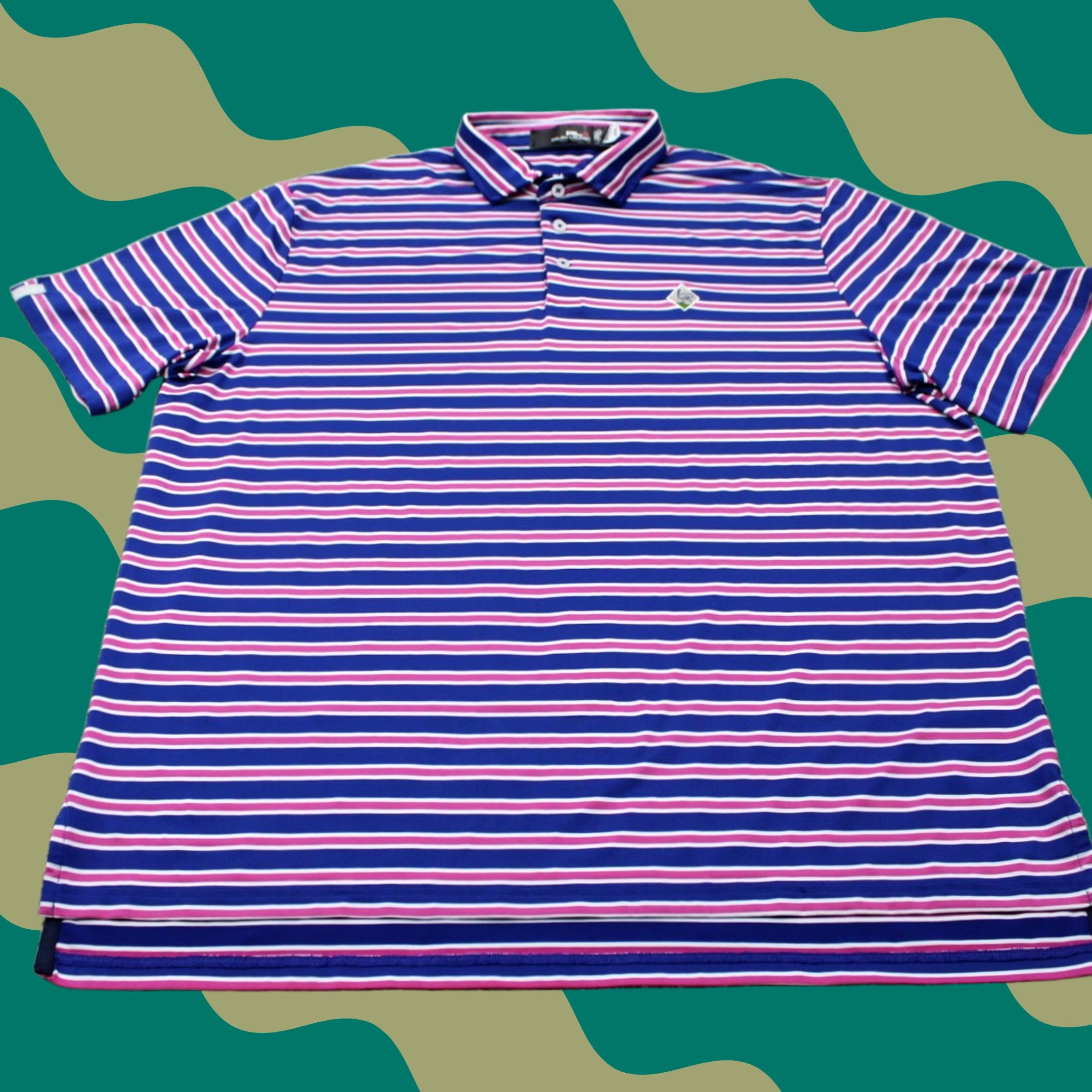 RLX Ralph Lauren RLX Ralph Lauren Polo Shirt Mens XL Striped Blue Pink Short Sleeve Golf Casual Athletic Size US XL / EU 56 / 4 - 1 Thumbnail