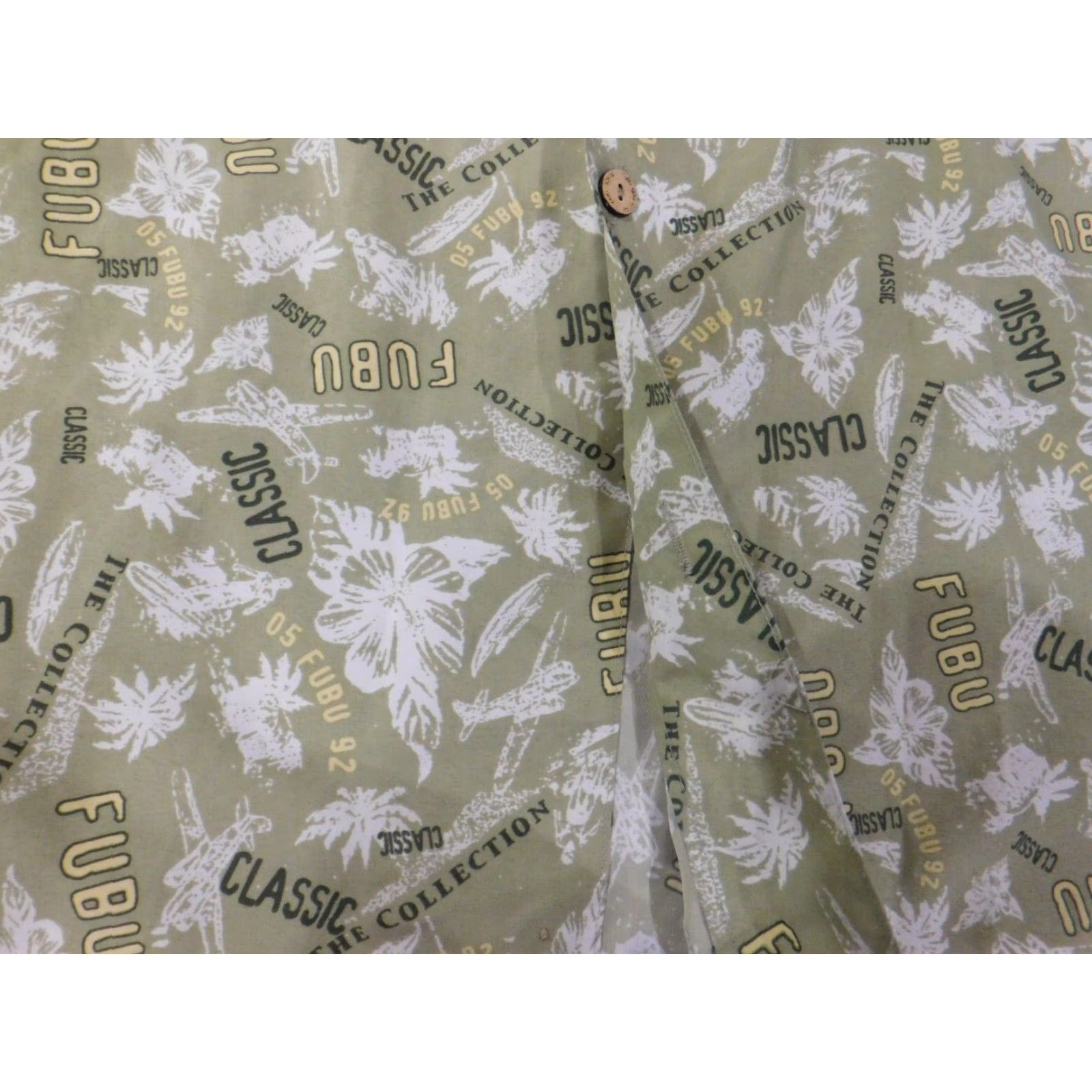 Fubu FUBU Shirt Button-Up Floral Green 90s Mens L Size US L / EU 52-54 / 3 - 7 Thumbnail