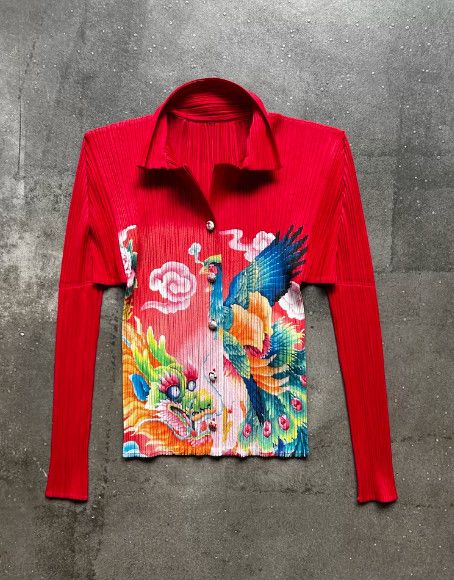Issey Miyake ISSEY MIYAKE 1998 Dragon & Phoenix Top (Set with Skirt) Size L / US 10 / IT 46 - 4 Thumbnail