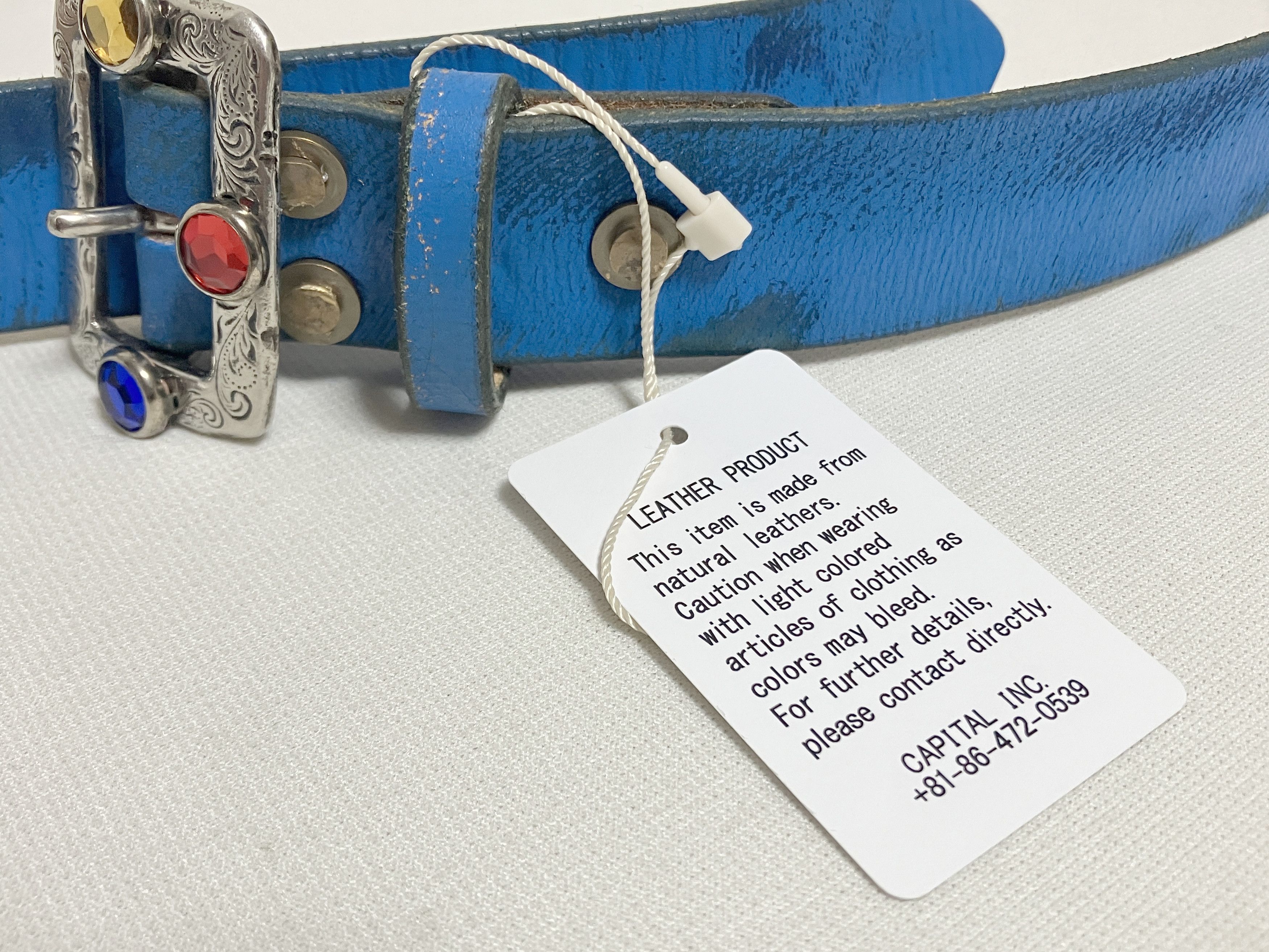 Kapital Kapital Oil leather studs disco buckle belt blue new Size ONE SIZE - 4 Thumbnail