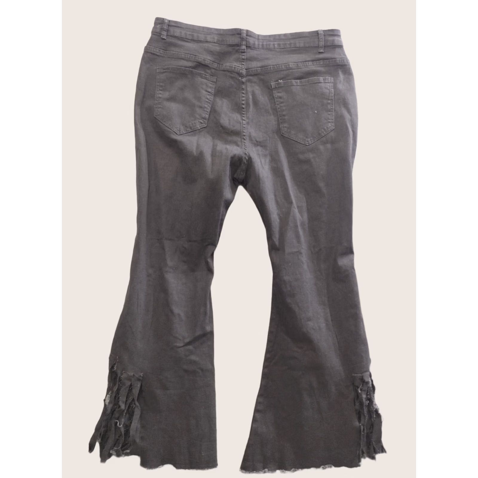 Vintage Unbranded Women's Hipster Jeans Distressed Black Plus XXL Flared Denim 5-Pocket High Rise Stretch Baggy Mens Womens Boys Girls Size 40" / US 18 - 1 Thumbnail