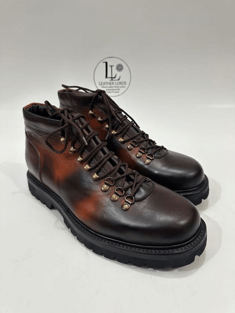 Other Handmade Leather Brown Hiking Boots Size US 11.5 / EU 44-45 - 1 Thumbnail