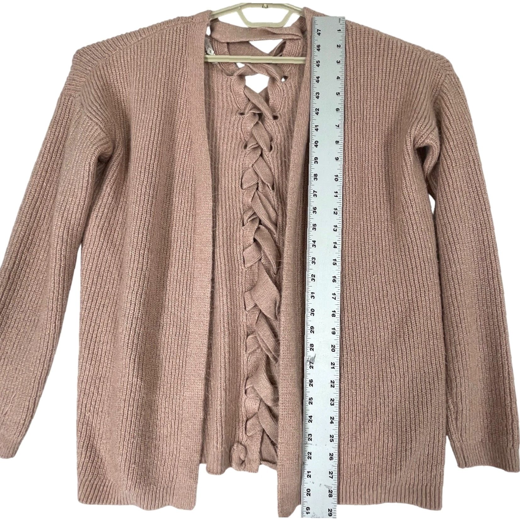 Vintage Maurices Cardigan L Pink Criss Cross Back Open Front Soft Balletcore Boho Shirt Womens L Blush Pink Cardigan Size L / US 10 / IT 46 - 4 Thumbnail